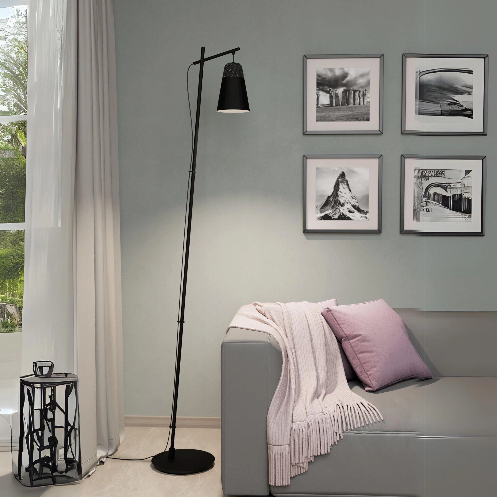 Eglo Canterras Black Floor Lamp With Conical Metal Shade creative lampshade design