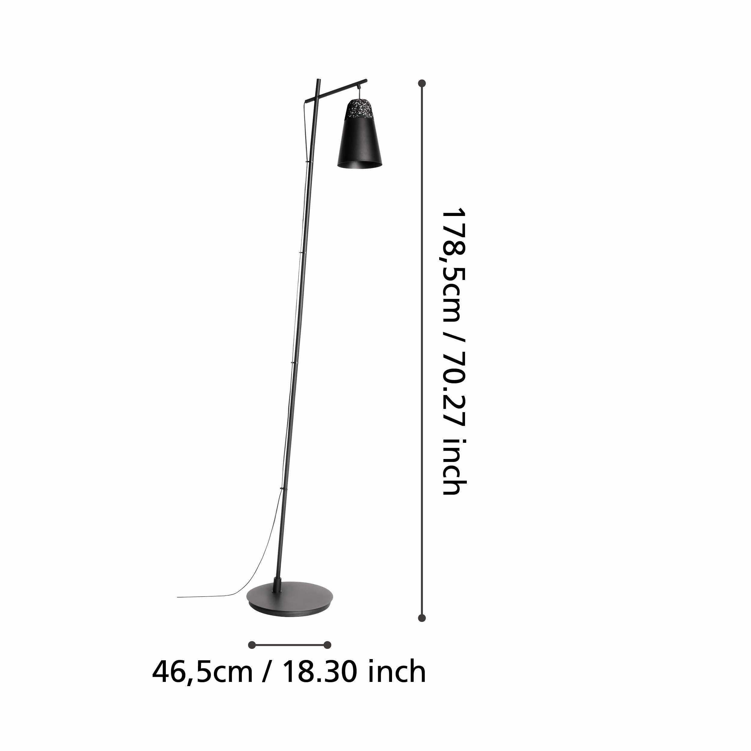 Eglo Canterras Black Floor Lamp With Conical Metal Shade
