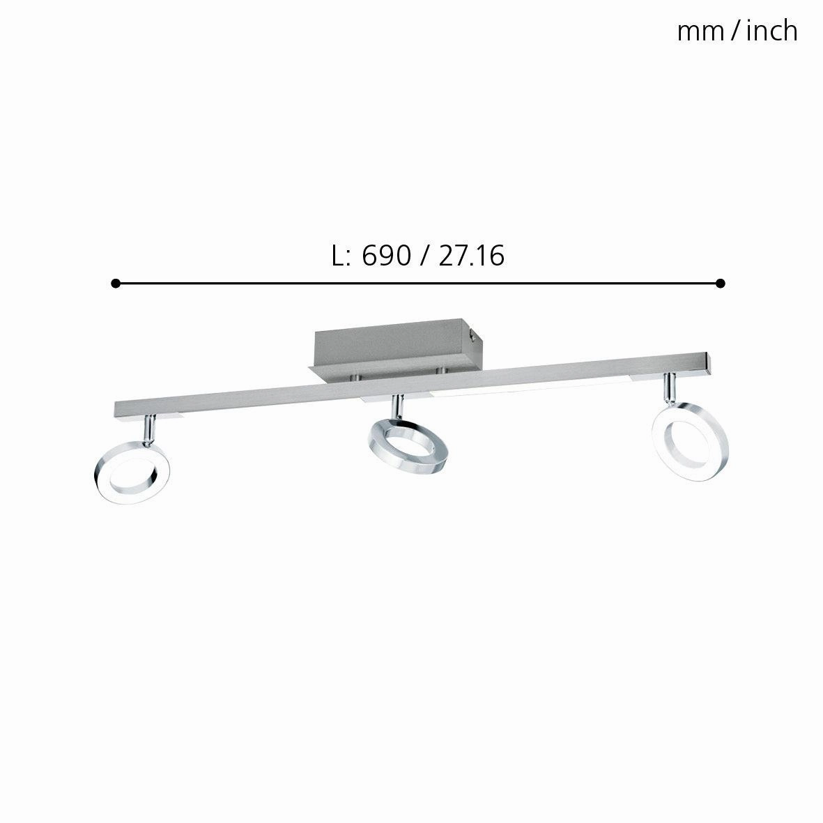 Eglo Cardillio 1 Integrated LED Chrome 3 Light Bar Spotlight