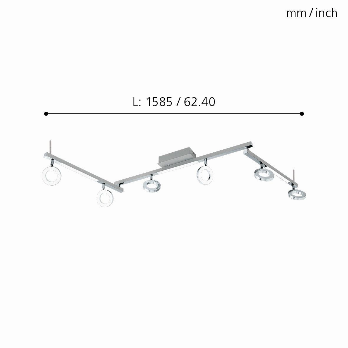 Eglo Cardillio 1 Integrated LED Chrome 6 Light Bar Spotlight