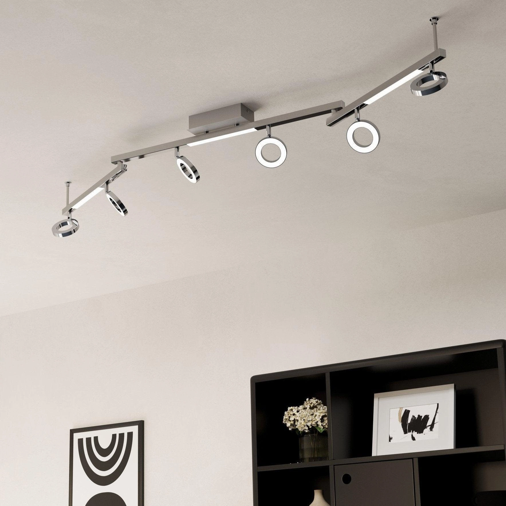 Eglo Cardillio 1 Integrated LED Chrome 6 Light Bar Spotlight tall arc lamp for living room