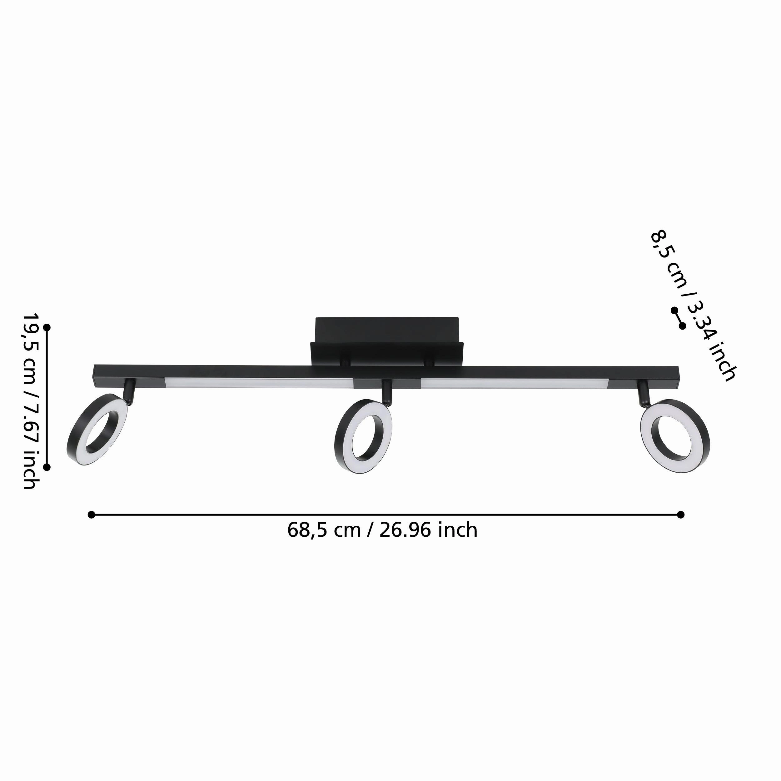 Eglo Cardillio 2 LED Black 3 Light Bar Spotlight