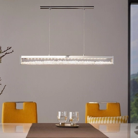 Eglo Cardito 1 Chrome Bar LED Ceiling Pendant - Clear Glass Crystals sleek LED ceiling lamp