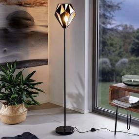 Eglo Carlton 1 Black & Copper Floor Lamp - Diamond Shaped Shade creative lampshade design