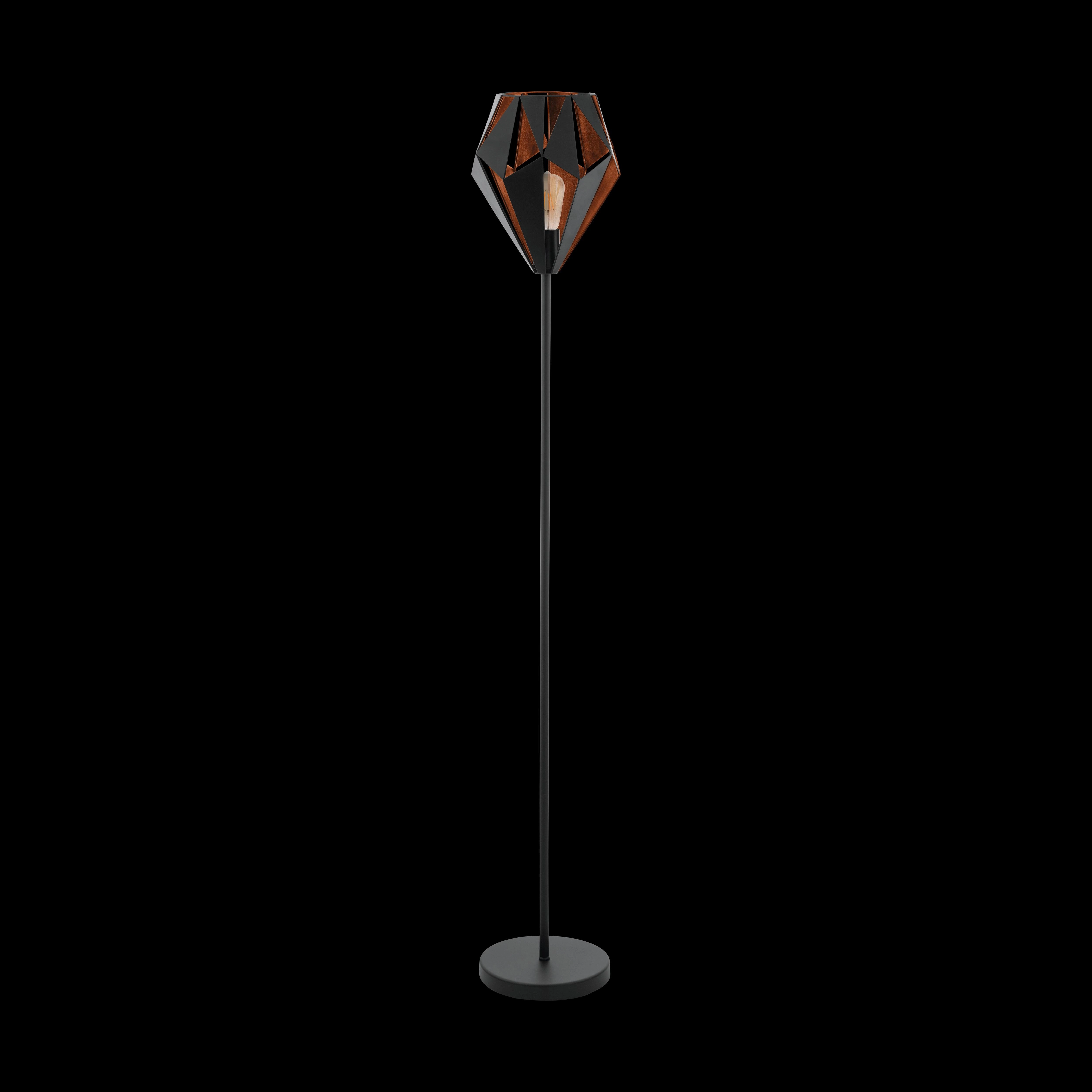 Eglo Carlton 1 Black & Copper Floor Lamp - Diamond Shaped Shade