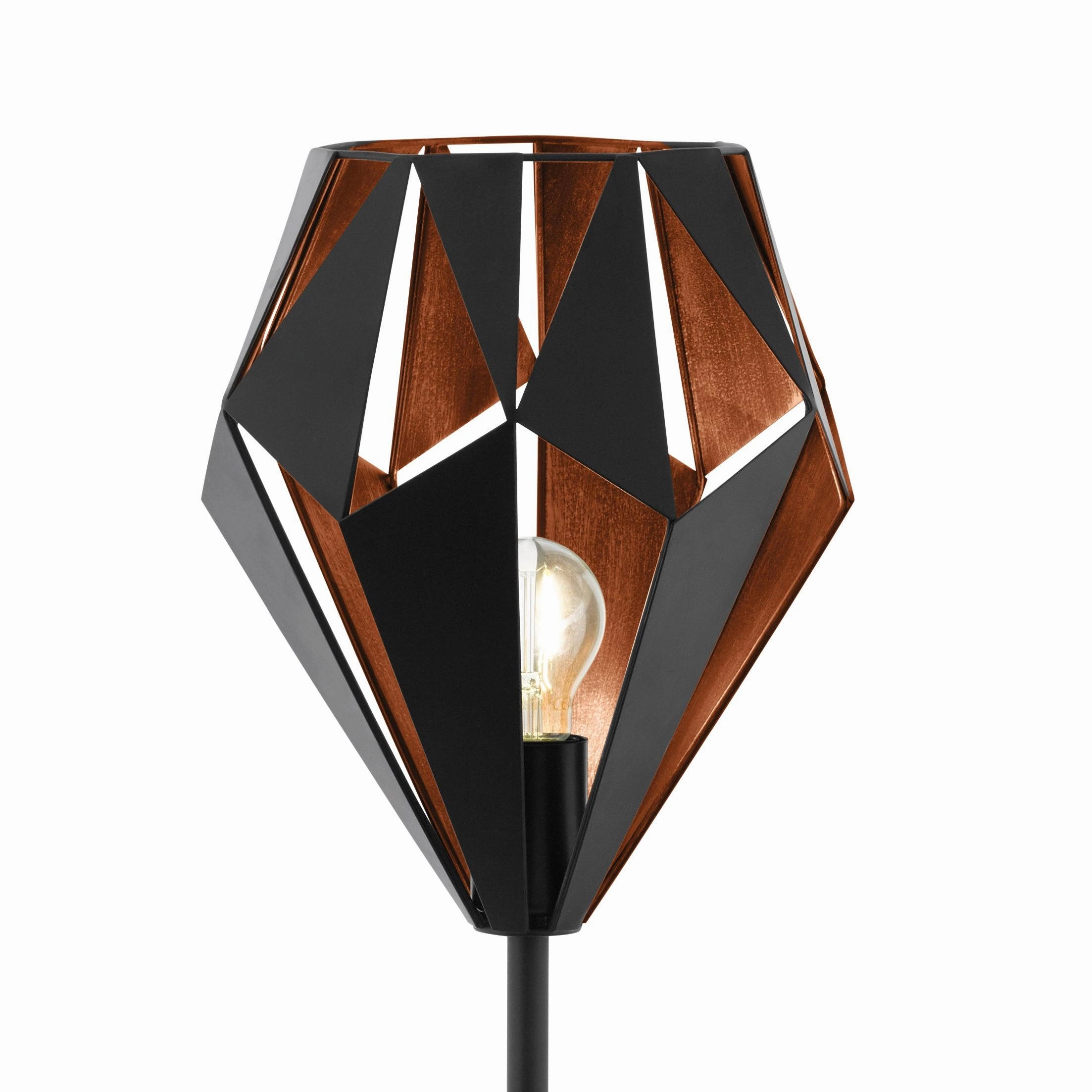 Eglo Carlton 1 Black & Copper Floor Lamp - Diamond Shaped Shade