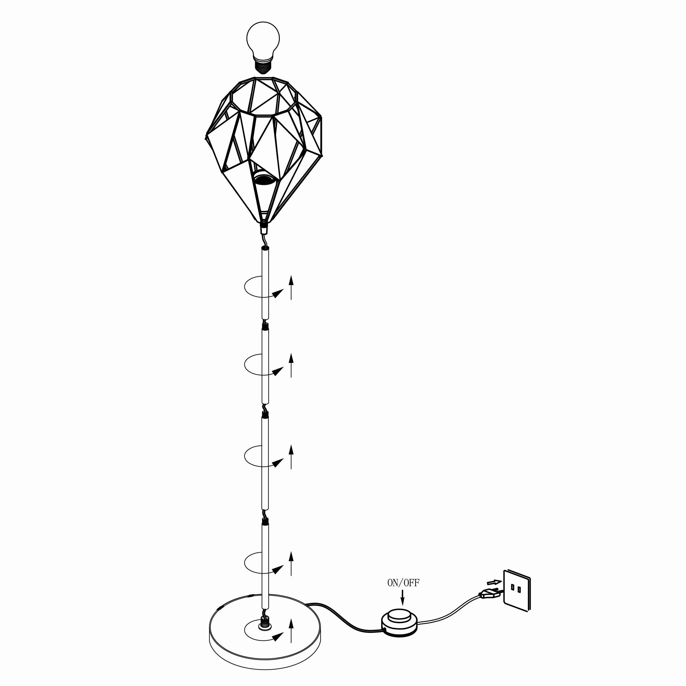 Eglo Carlton 1 Black & Copper Floor Lamp - Diamond Shaped Shade