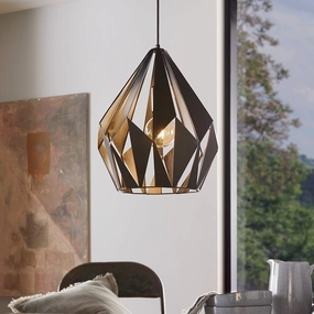 Eglo Carlton 1 Black & Silver Diamond-Shaped Ceiling Pendant sleek LED ceiling lamp