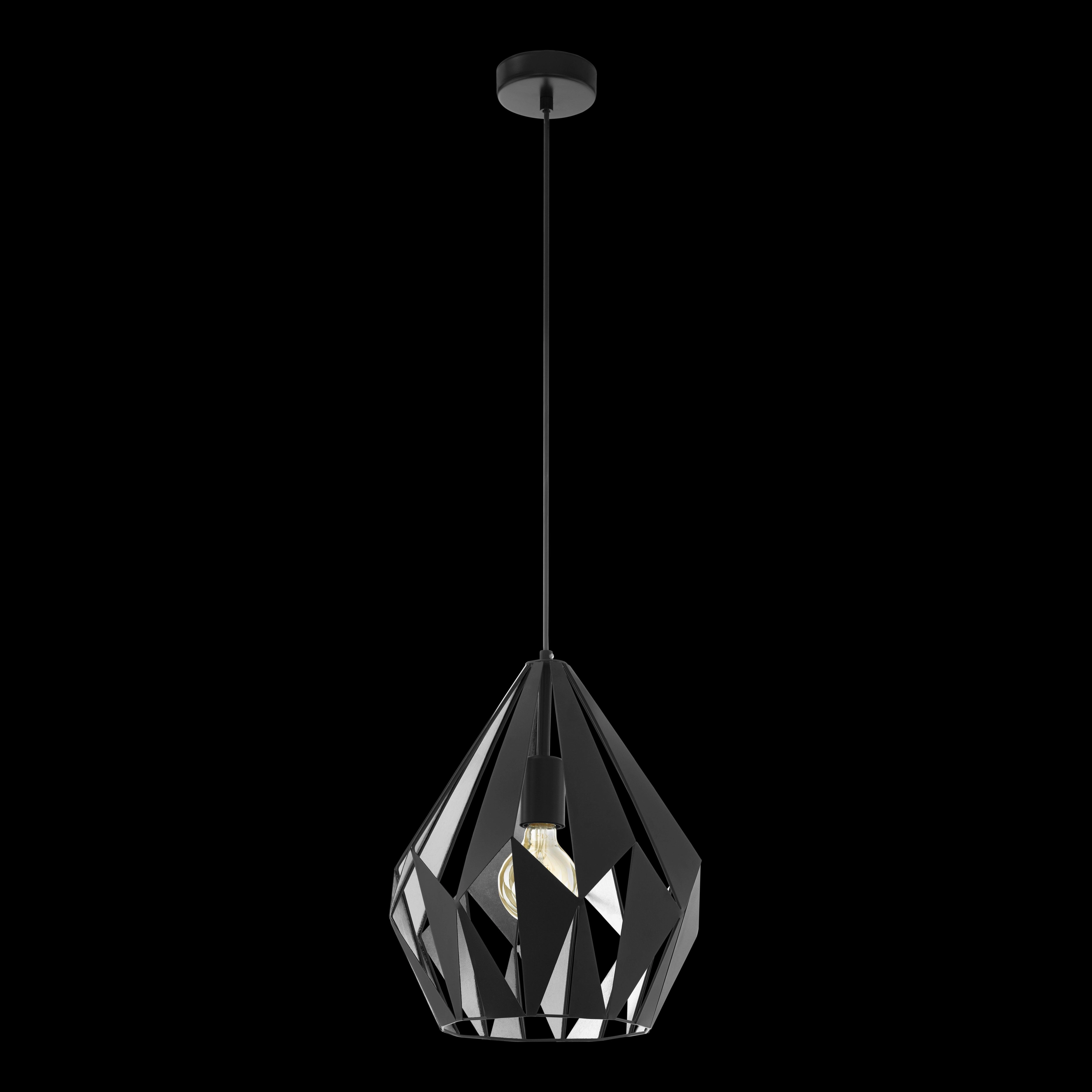 Eglo Carlton 1 Black & Silver Diamond-Shaped Ceiling Pendant