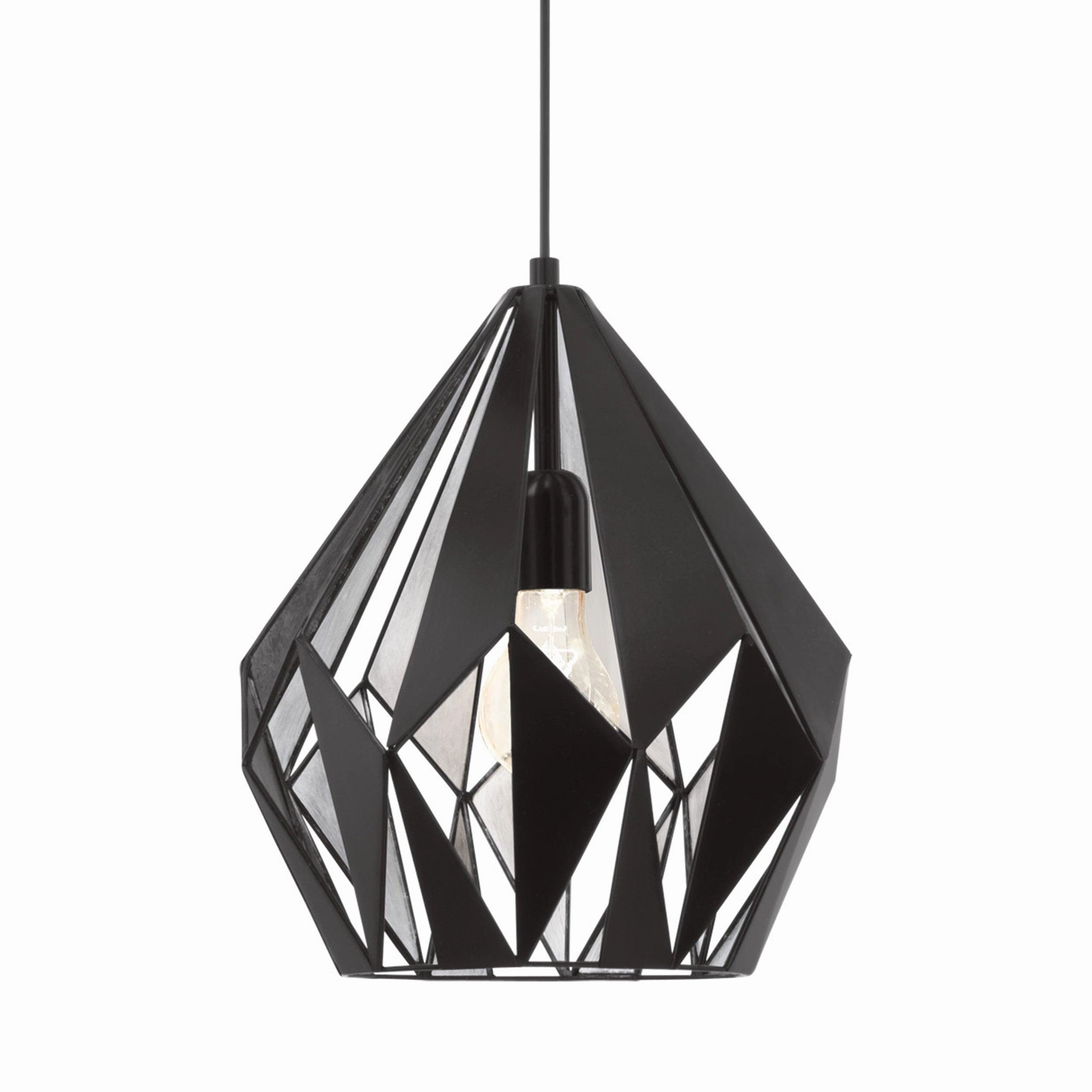 Eglo Carlton 1 Black & Silver Diamond-Shaped Ceiling Pendant