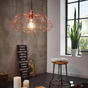 Eglo Carlton 2 Copper Wire Shade Ceiling Pendant sleek LED ceiling lamp