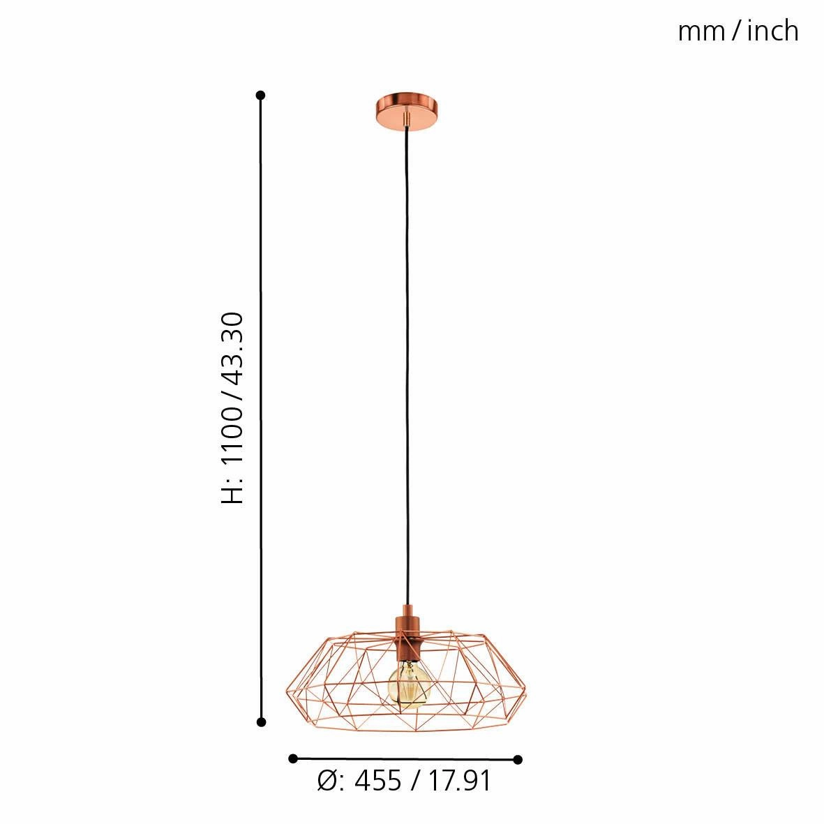 Eglo Carlton 2 Copper Wire Shade Ceiling Pendant