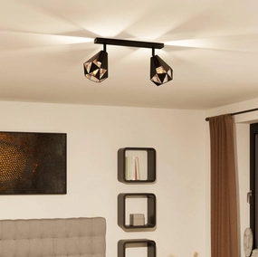 Eglo Carlton 7 Black & Copper Geometric 2 Light Bar Spotlight tall arc lamp for living room