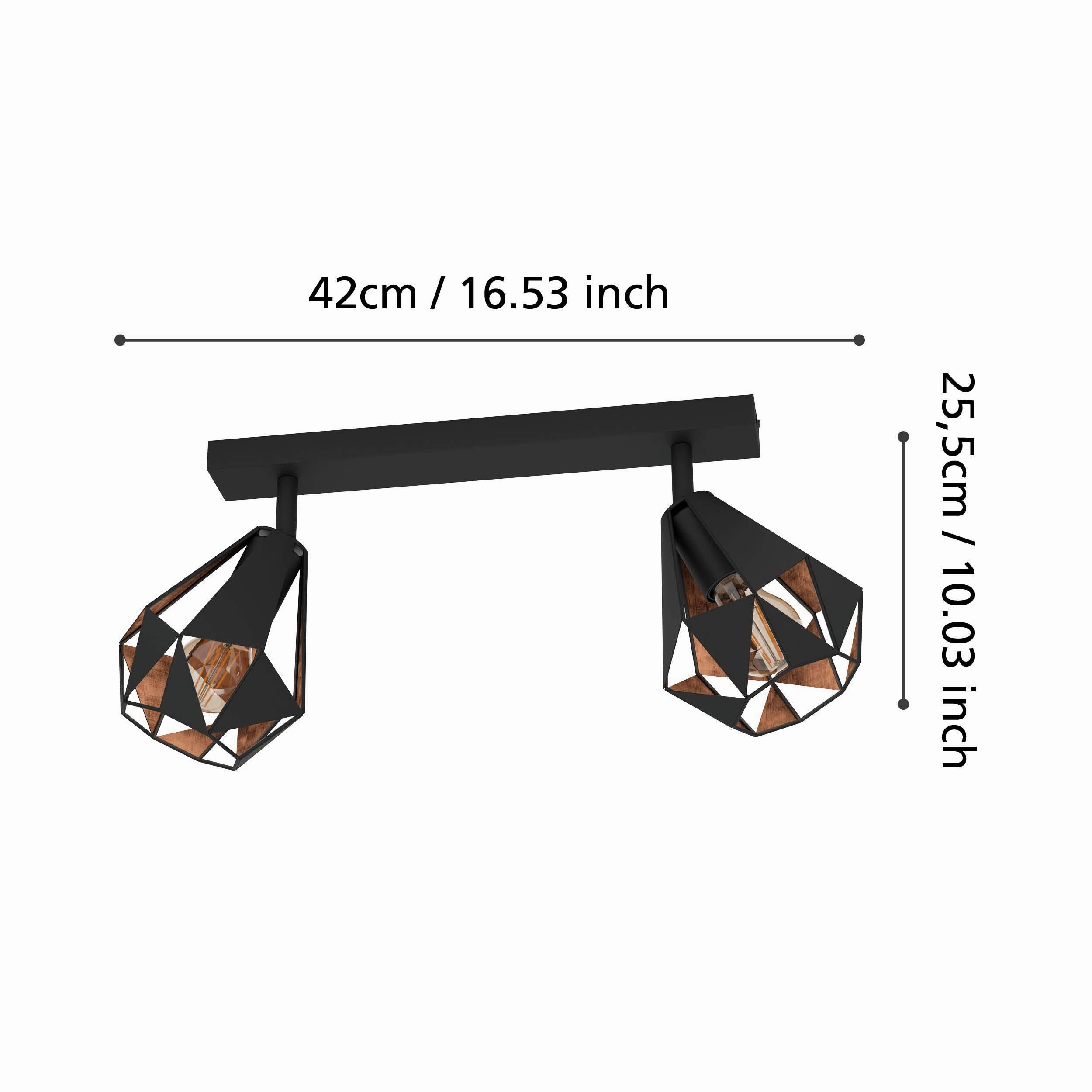 Eglo Carlton 7 Black & Copper Geometric 2 Light Bar Spotlight