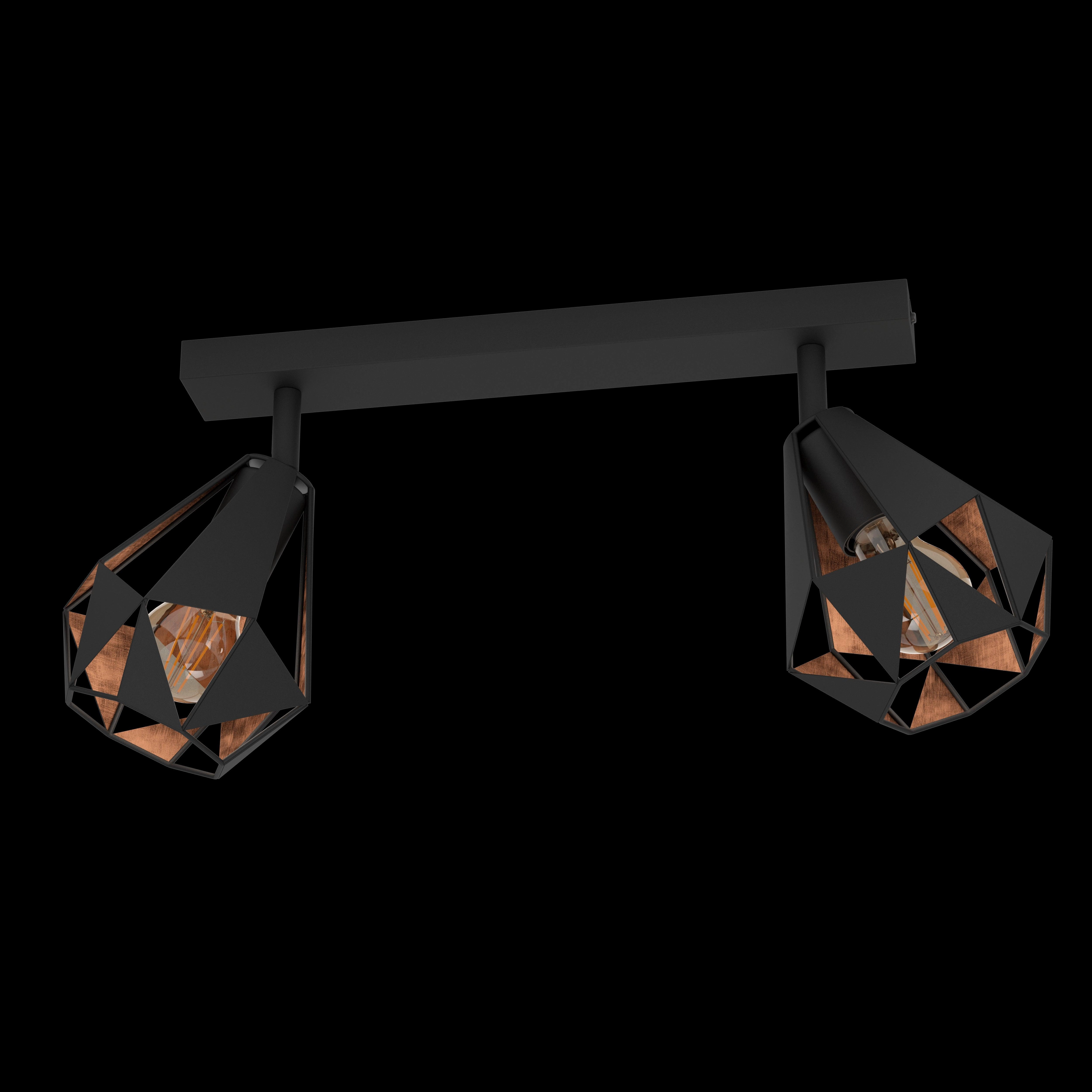 Eglo Carlton 7 Black & Copper Geometric 2 Light Bar Spotlight
