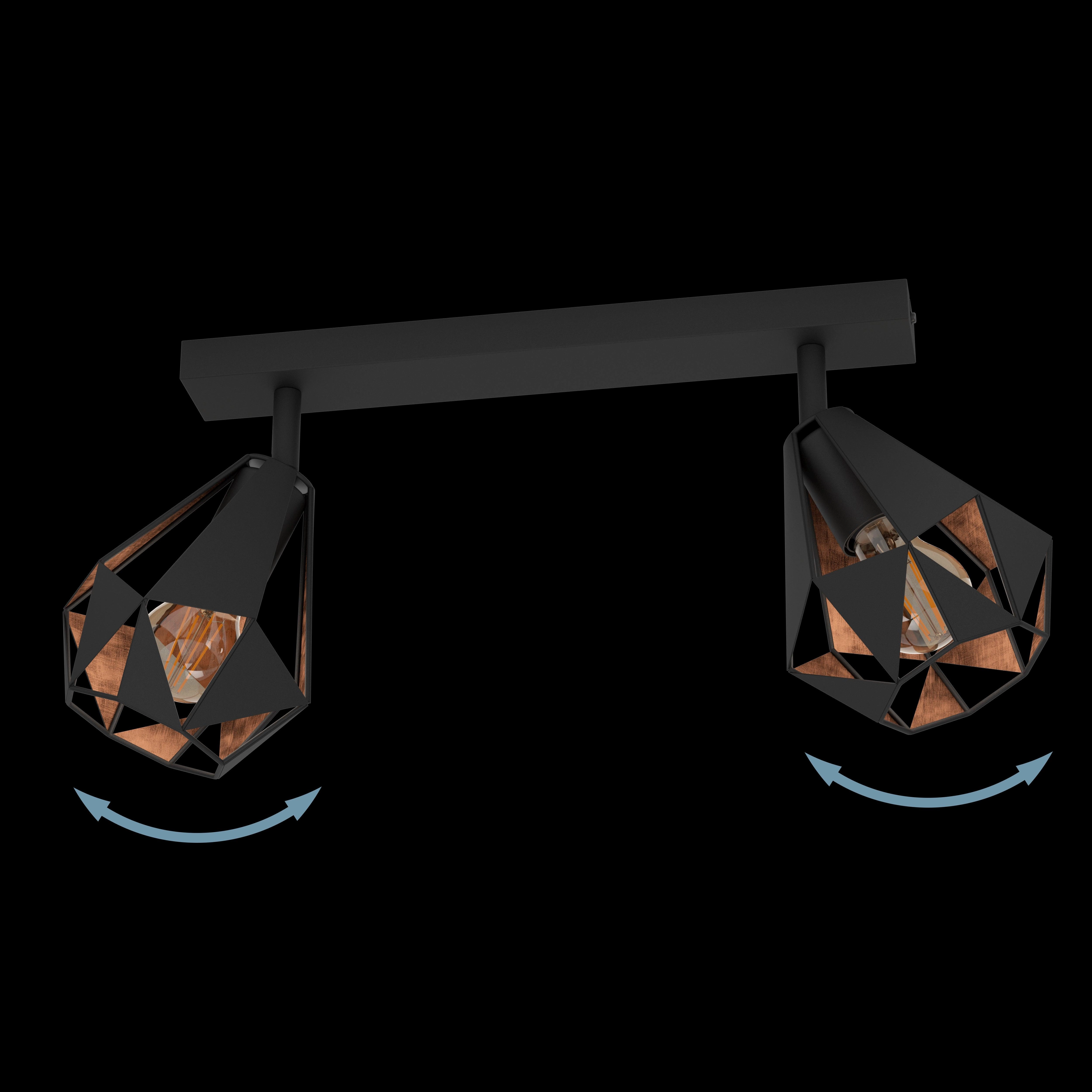 Eglo Carlton 7 Black & Copper Geometric 2 Light Bar Spotlight