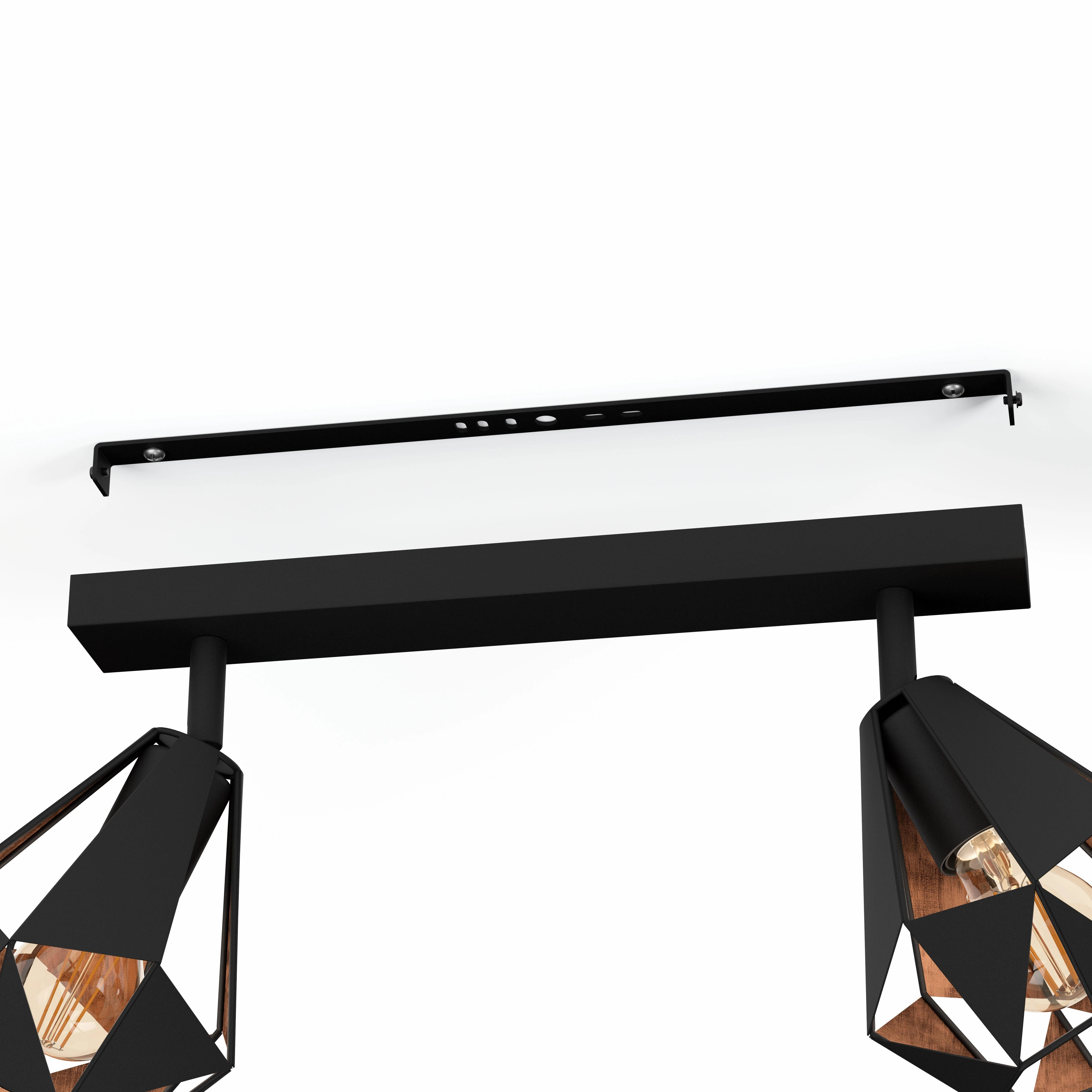 Eglo Carlton 7 Black & Copper Geometric 2 Light Bar Spotlight