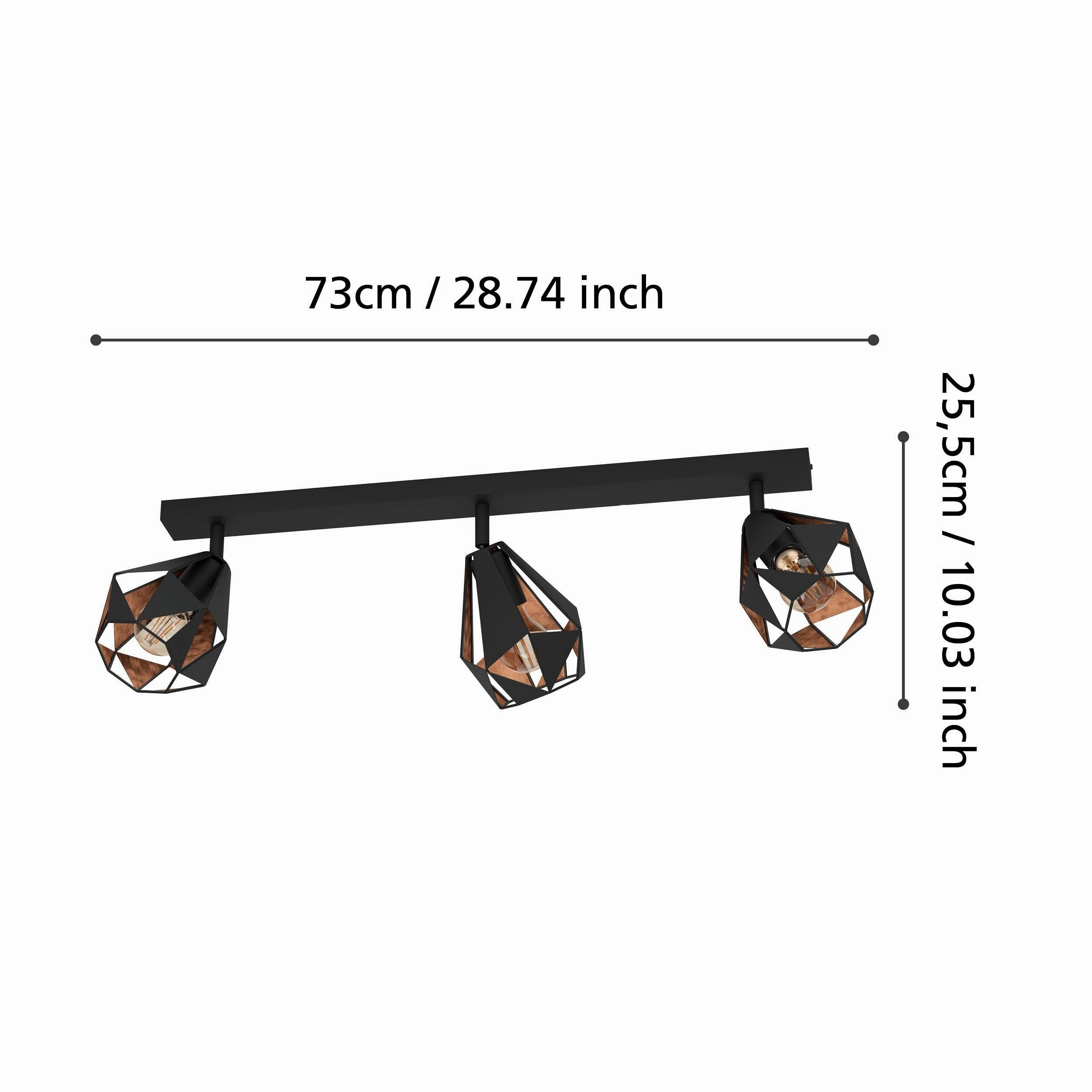 Eglo Carlton 7 Black & Copper Geometric 3 Light Bar Spotlight