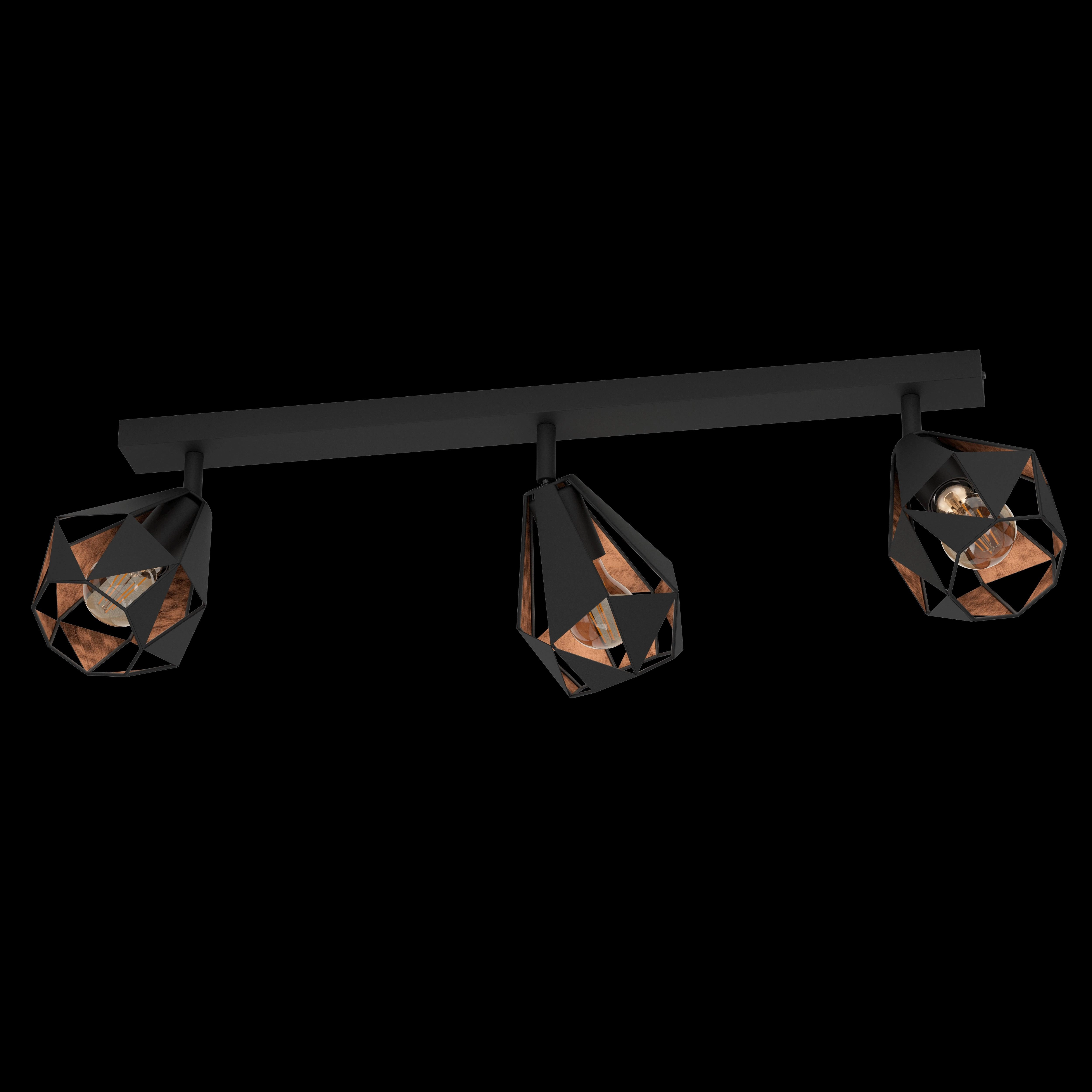 Eglo Carlton 7 Black & Copper Geometric 3 Light Bar Spotlight