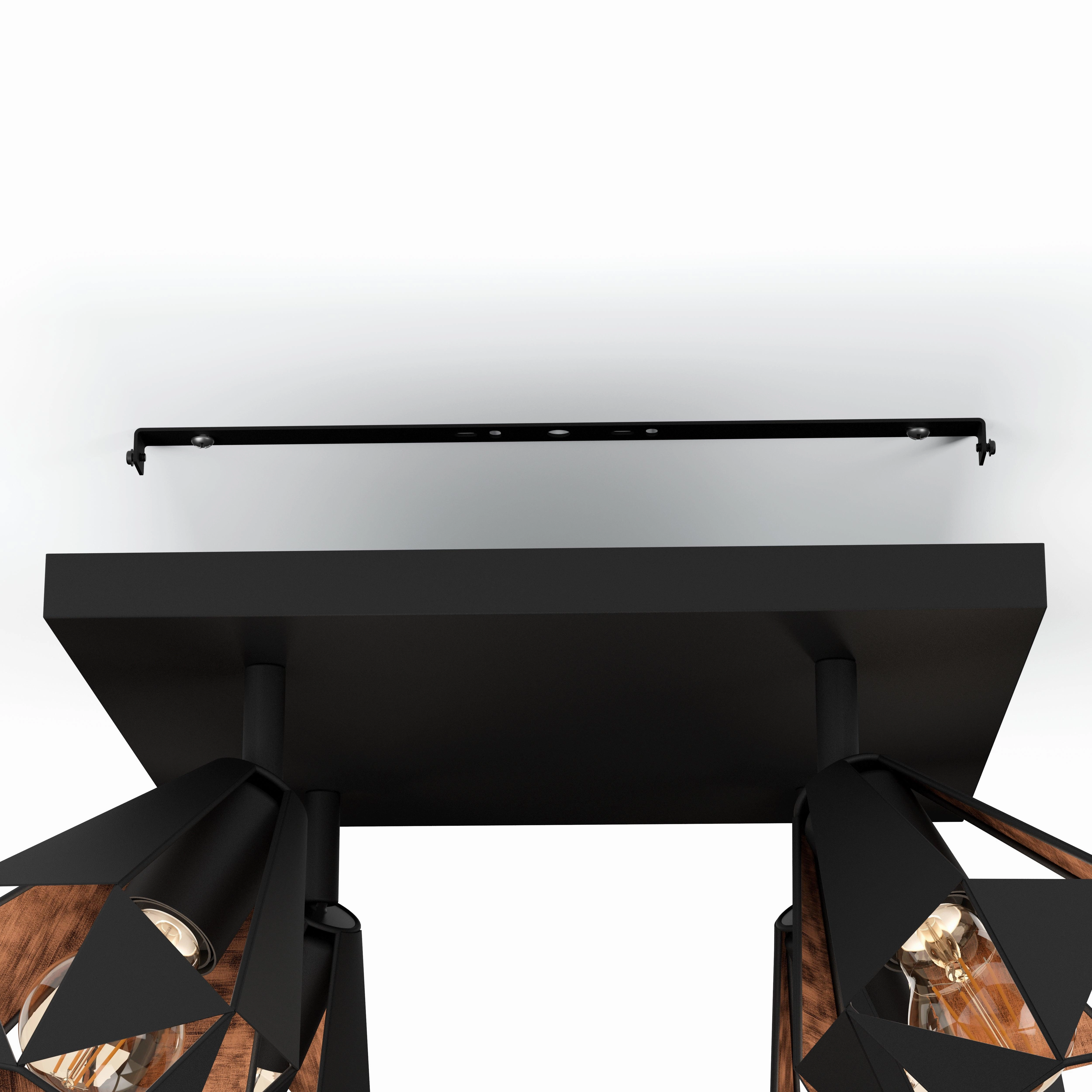 Eglo Carlton 7 Black & Copper Geometric 4 Light Plate Spotlight