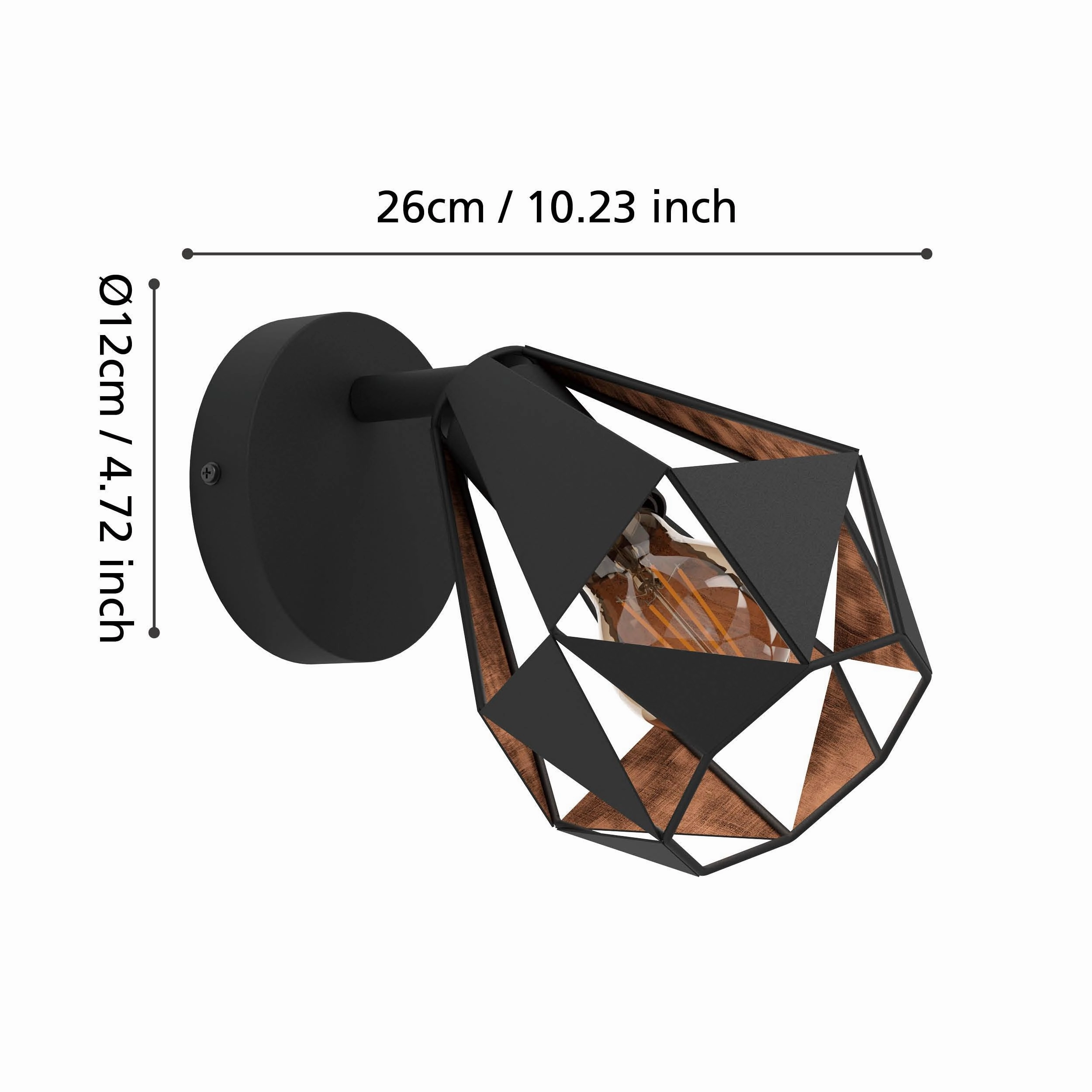 Eglo Carlton 7 Black & Copper Geometric Wall Spotlight