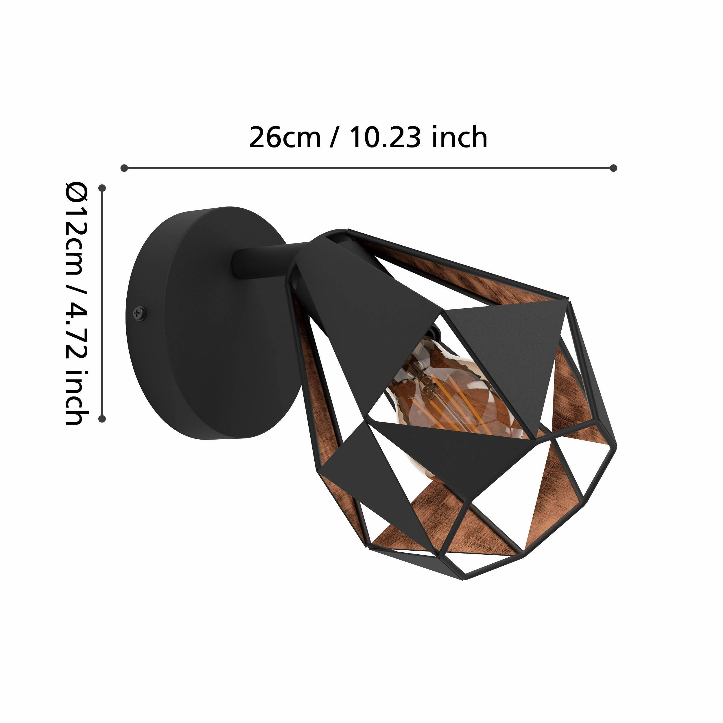 Eglo Carlton 7 Black & Copper Geometric Wall Spotlight
