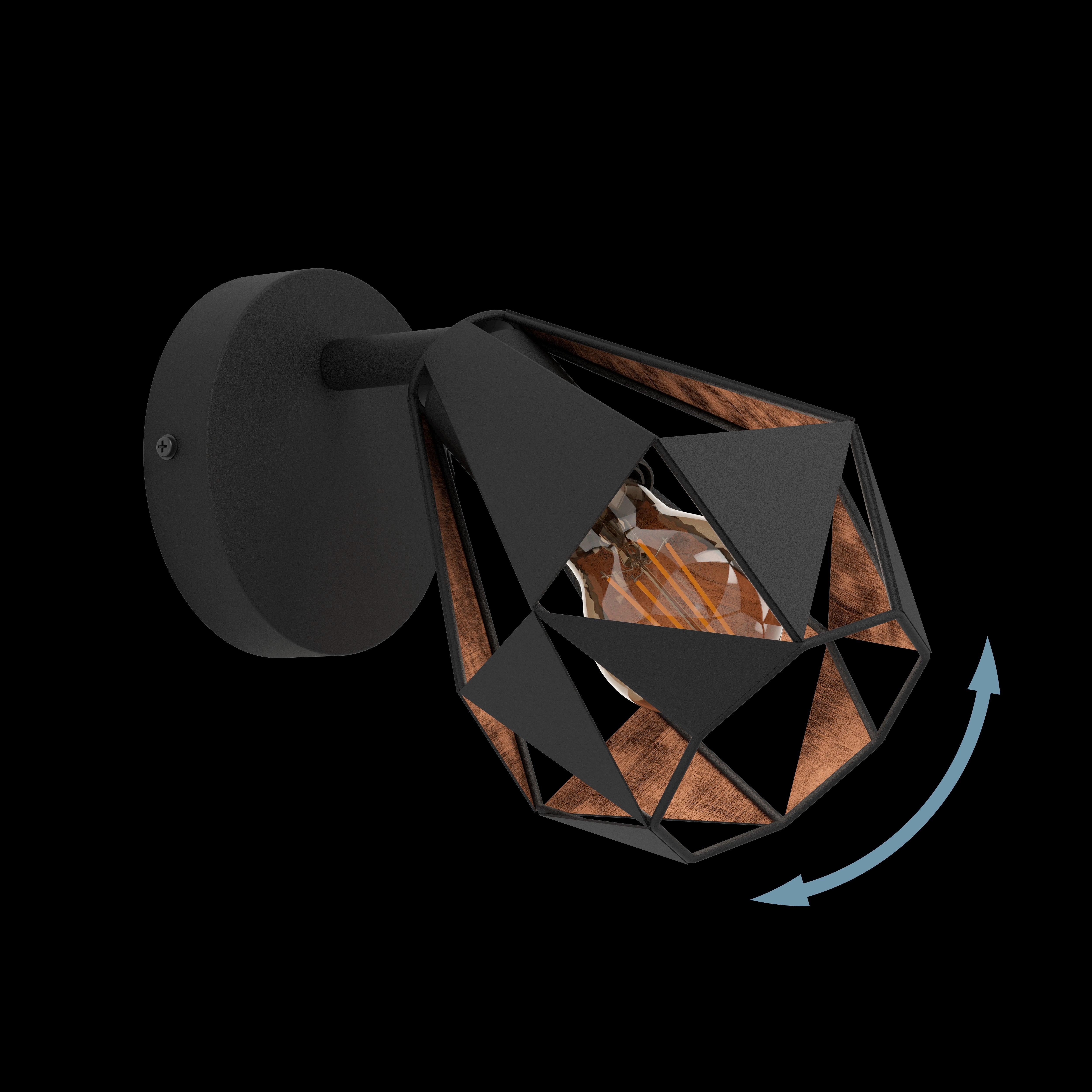 Eglo Carlton 7 Black & Copper Geometric Wall Spotlight
