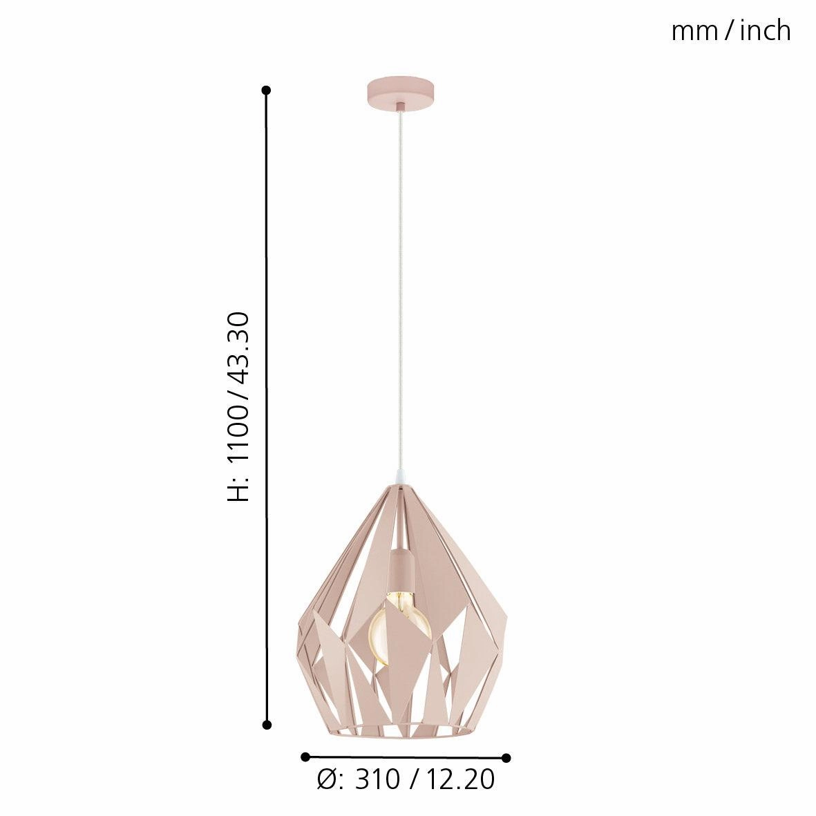 Eglo Carlton-P Diamond-shaped Apricot Steel Ceiling Pendant