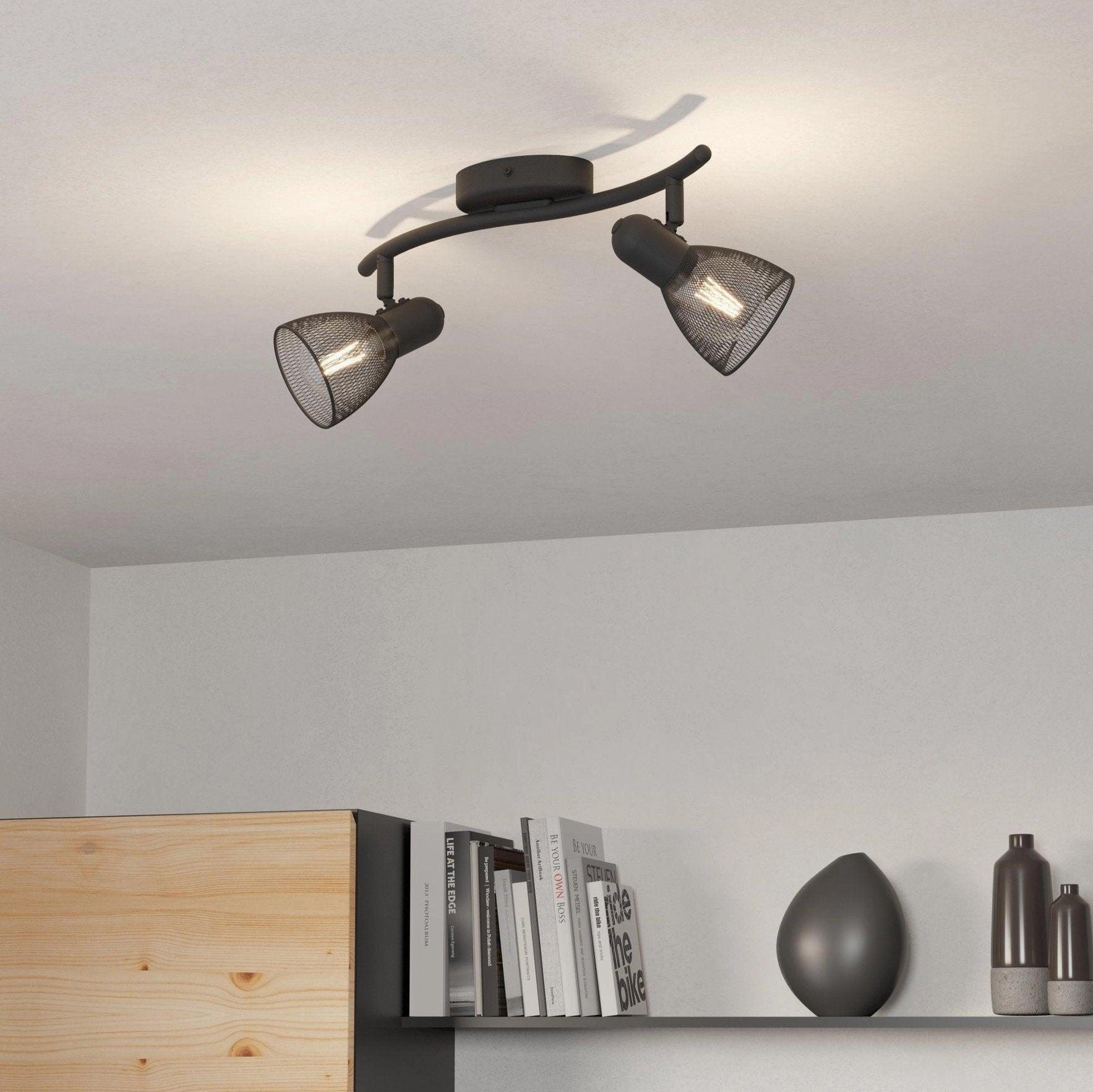 Eglo Carovigno Black Mesh 2 Light Bar Spotlight