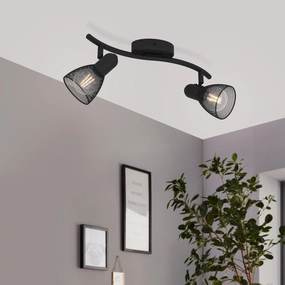 Eglo Carovigno Black Mesh 2 Light Bar Spotlight tall arc lamp for living room