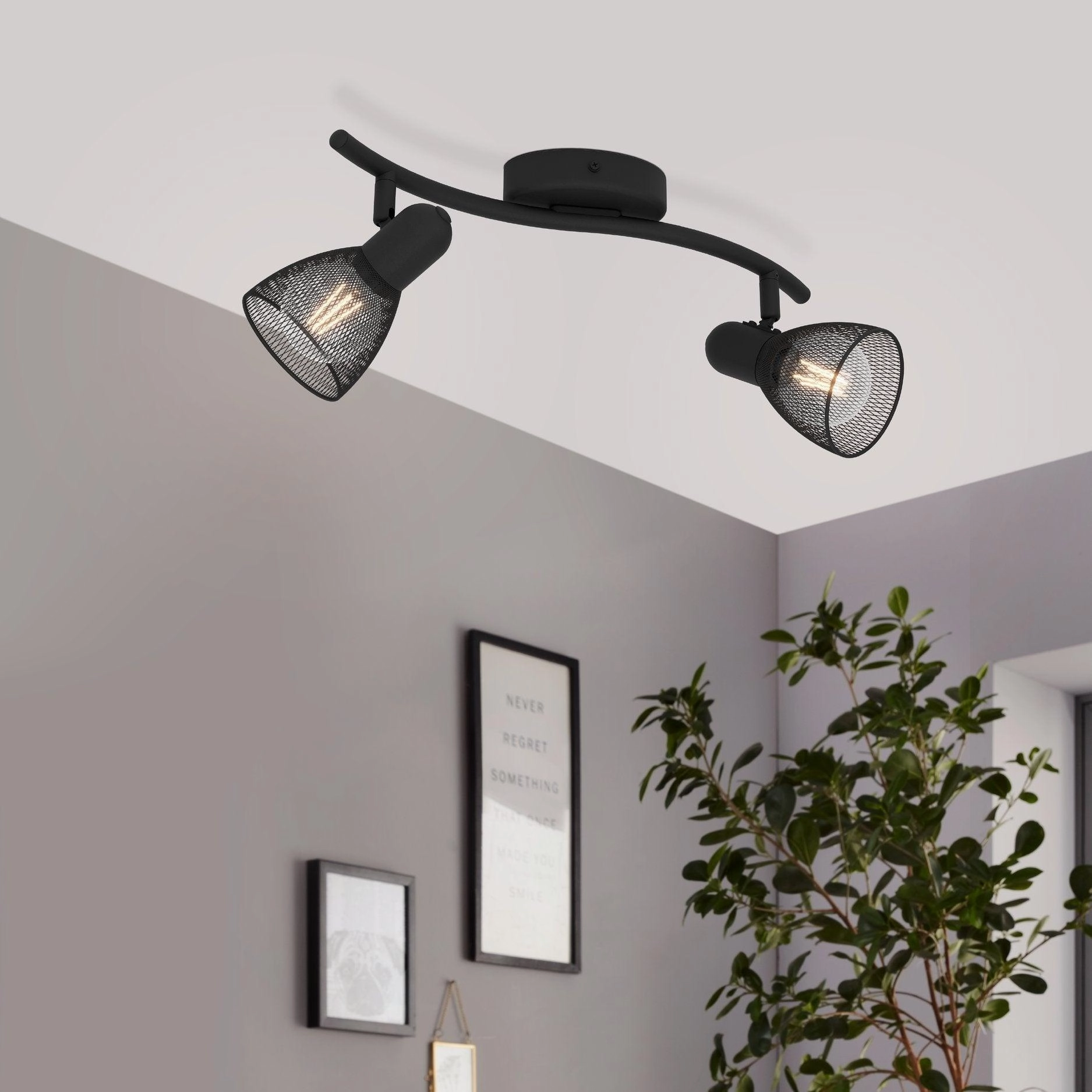 Eglo Carovigno Black Mesh 2 Light Bar Spotlight tall arc lamp for living room