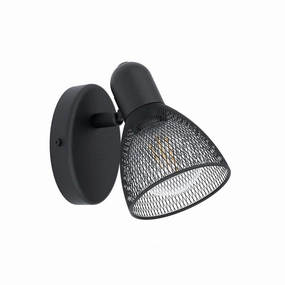 Eglo Carovigno Black Mesh Wall Spotlight tall arc lamp for living room