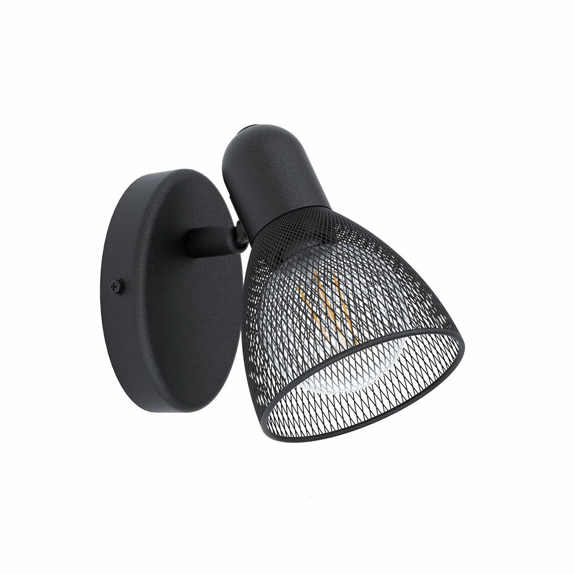 Eglo Carovigno Black Mesh Wall Spotlight tall arc lamp for living room
