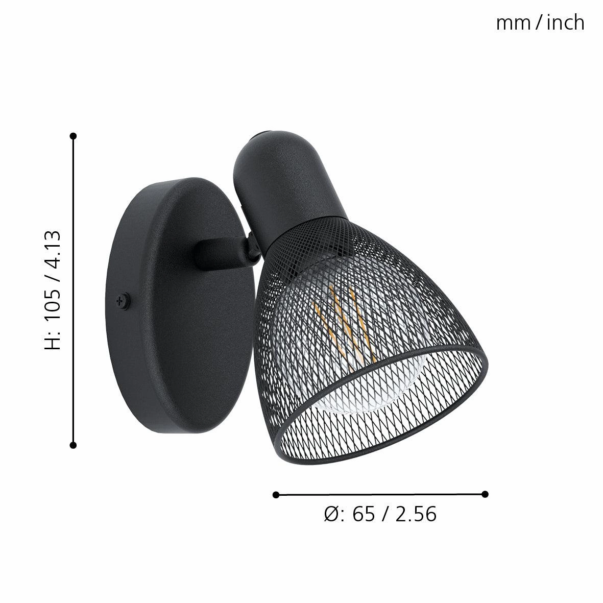 Eglo Carovigno Black Mesh Wall Spotlight