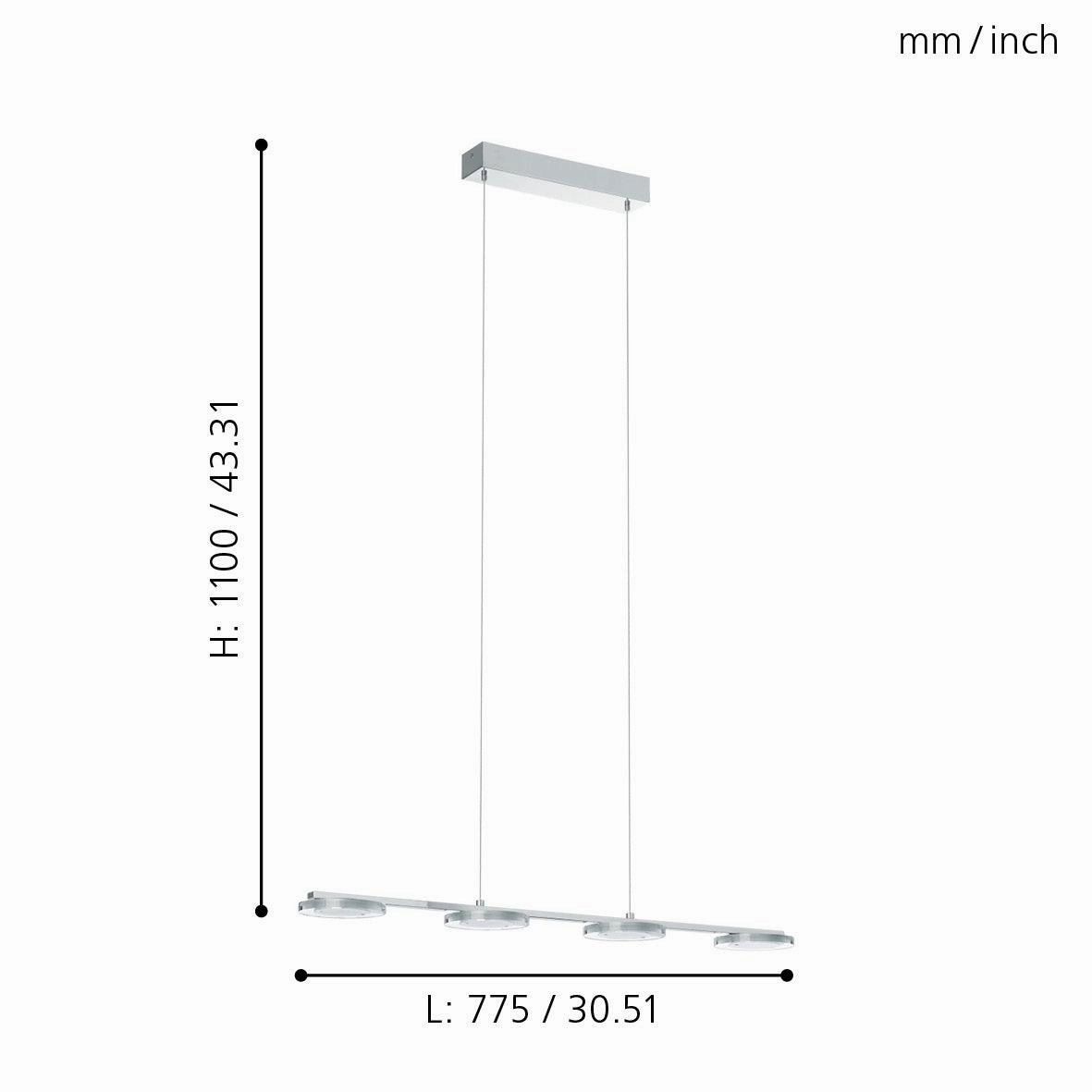 Eglo Cartama LED Chrome 4 Round Light Ceiling Pendant