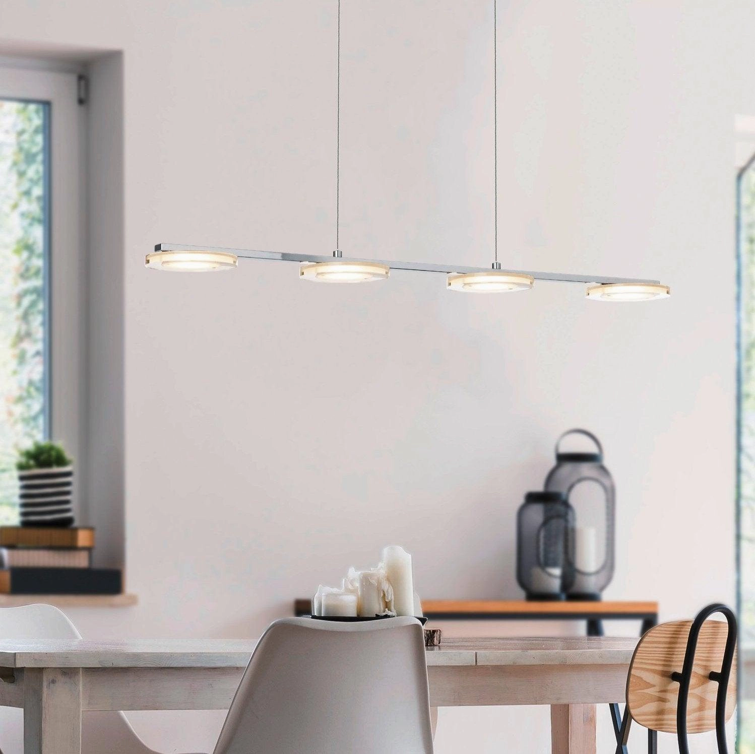 Eglo Cartama LED Chrome 4 Round Light Ceiling Pendant sleek LED ceiling lamp