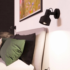 Eglo Casibare Black Wall Spotlight tall arc lamp for living room