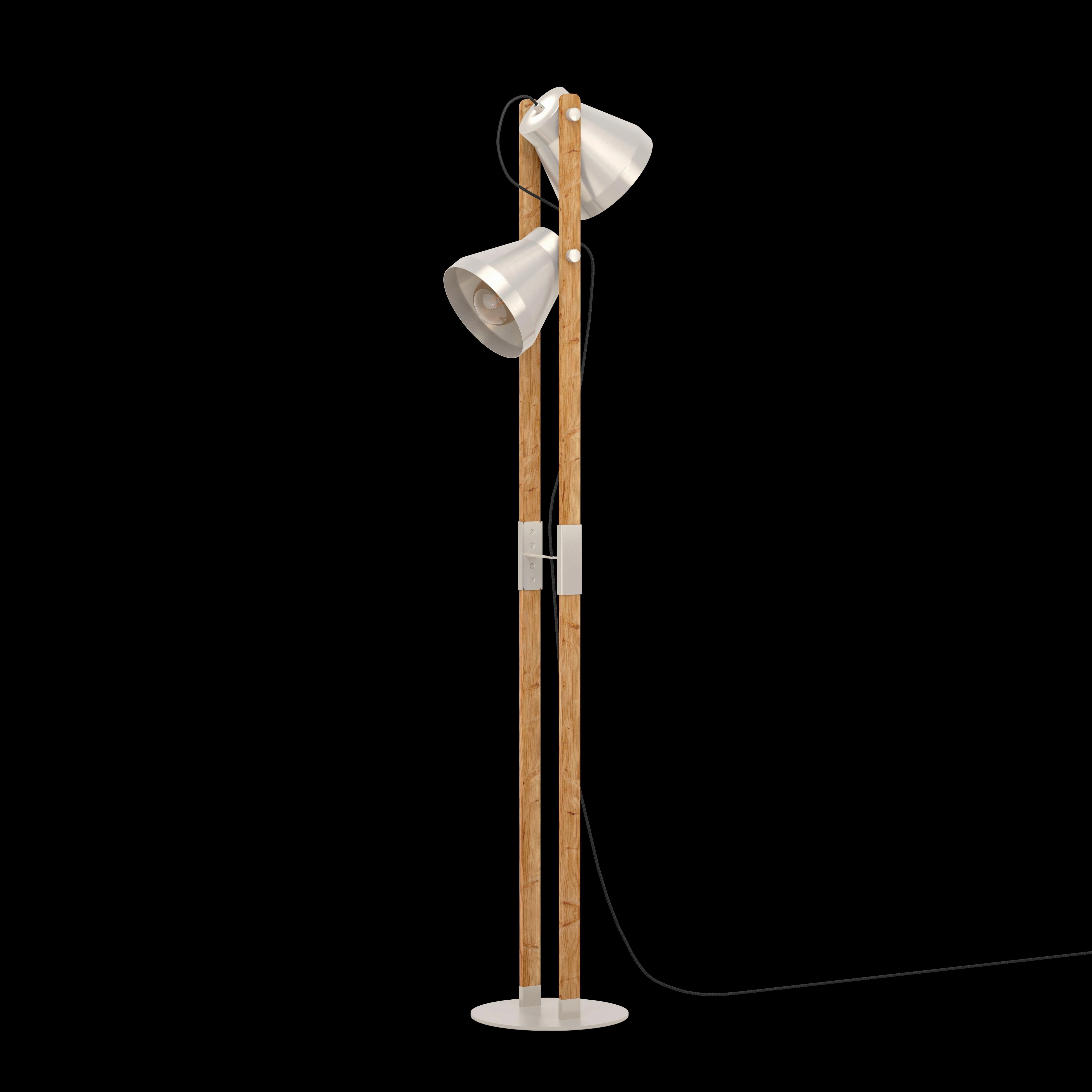 Eglo Cawton Rustic Wood & Steel 2 Light Floor Lamp