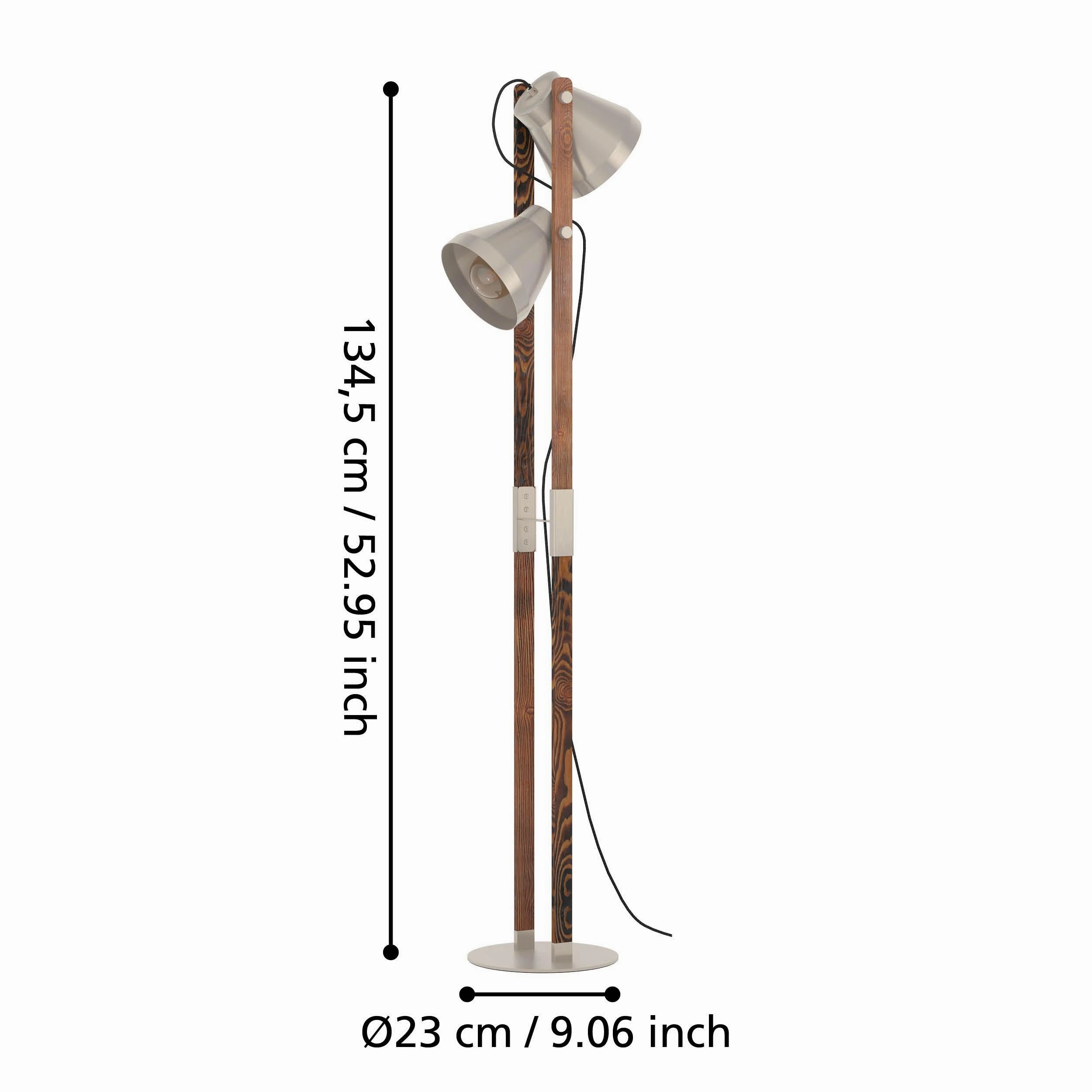 Eglo Cawton Rustic Wood & Steel 2 Light Floor Lamp