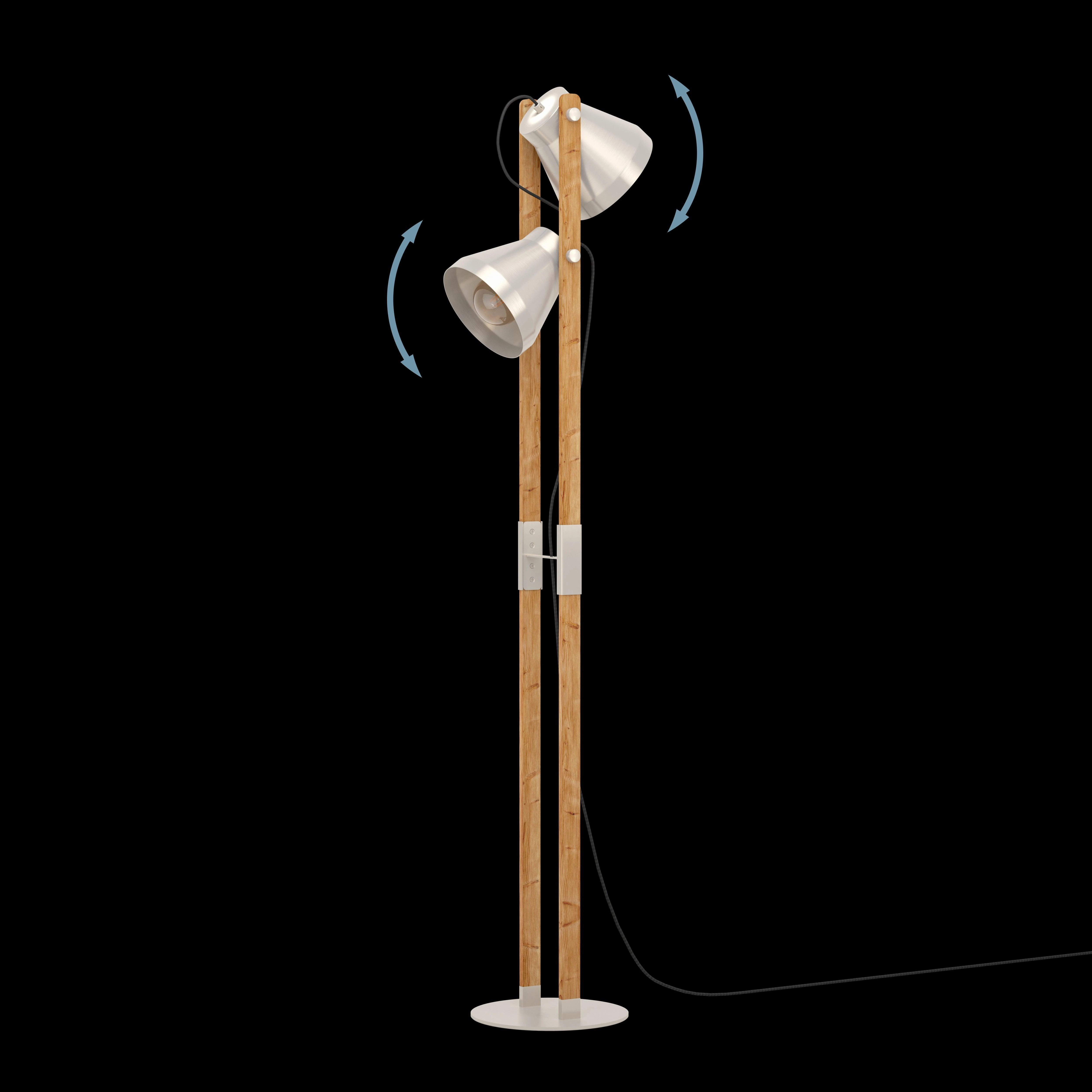 Eglo Cawton Rustic Wood & Steel 2 Light Floor Lamp