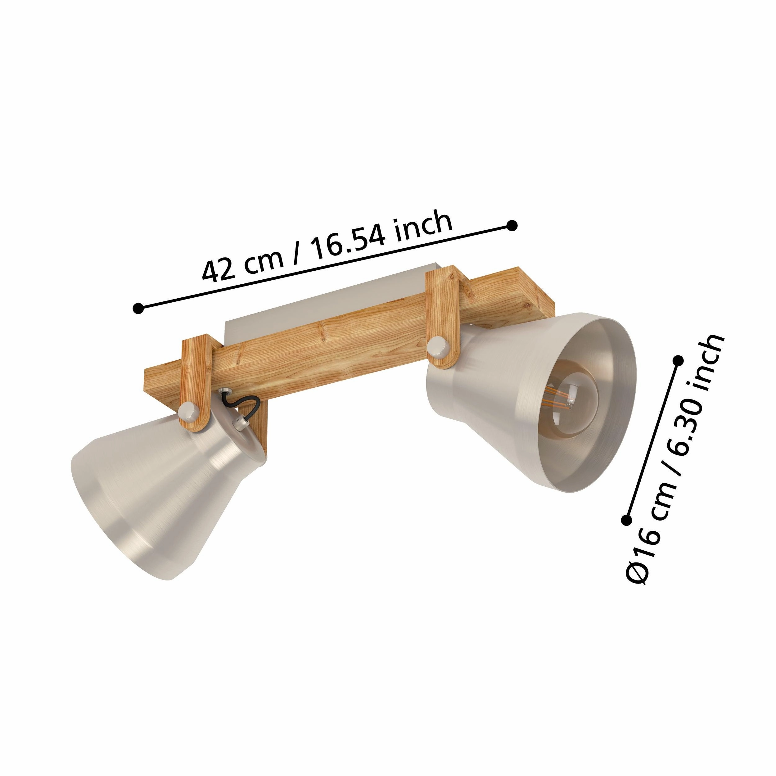 Eglo Cawton Wood & Silver 2 Light Bar Spotlight