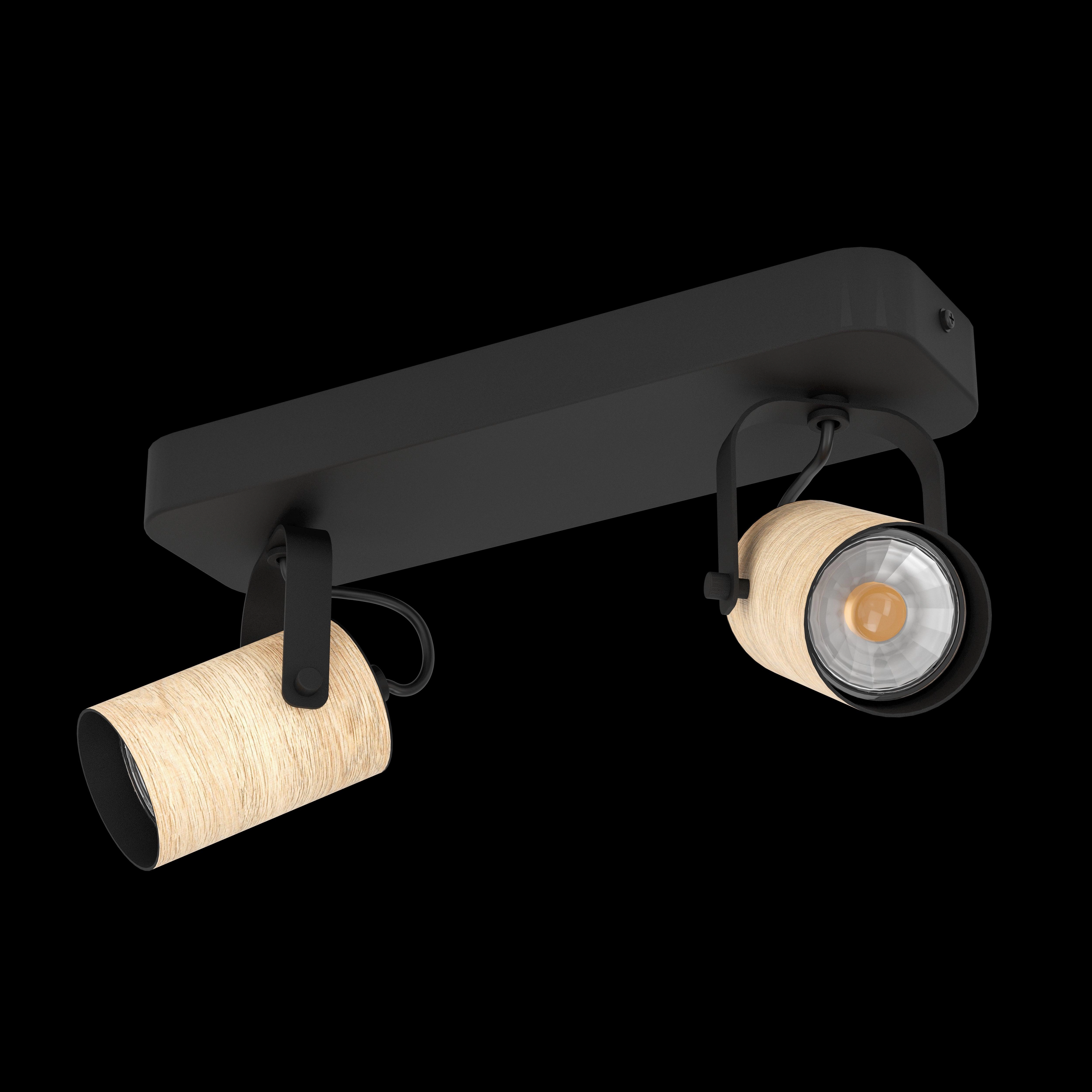 Eglo Cayuca Wood & Black Metal 2 Light Bar Spotlight