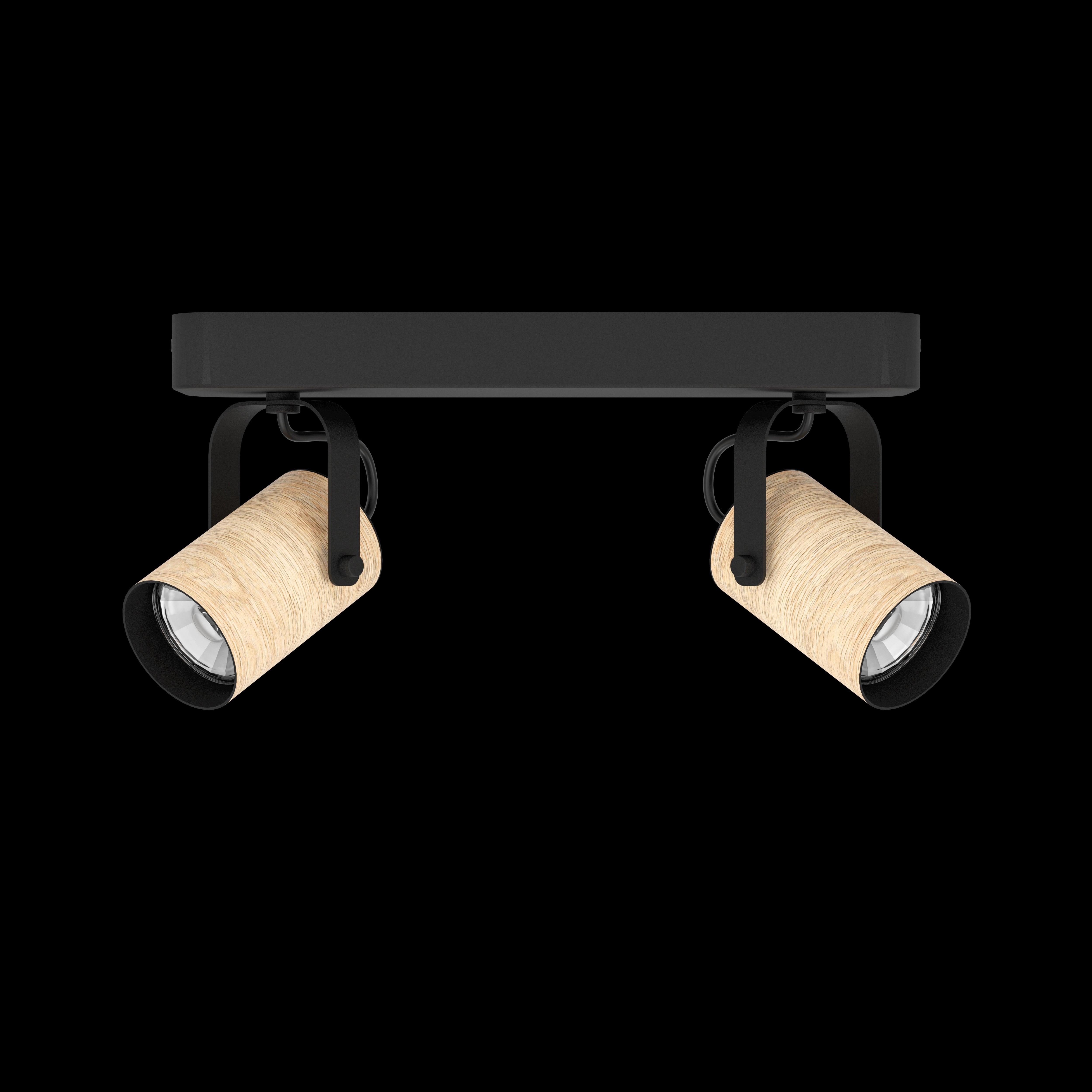 Eglo Cayuca Wood & Black Metal 2 Light Bar Spotlight