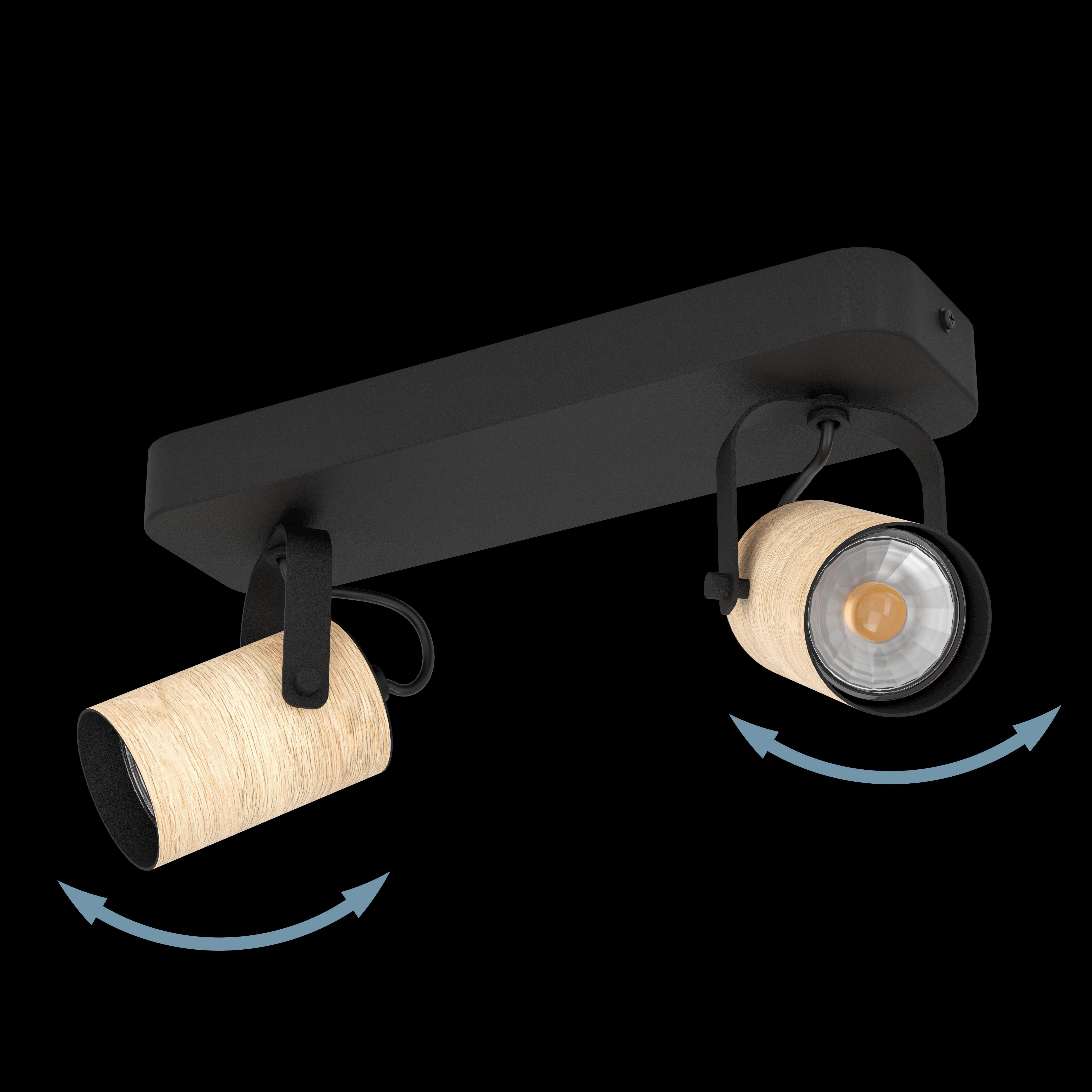 Eglo Cayuca Wood & Black Metal 2 Light Bar Spotlight