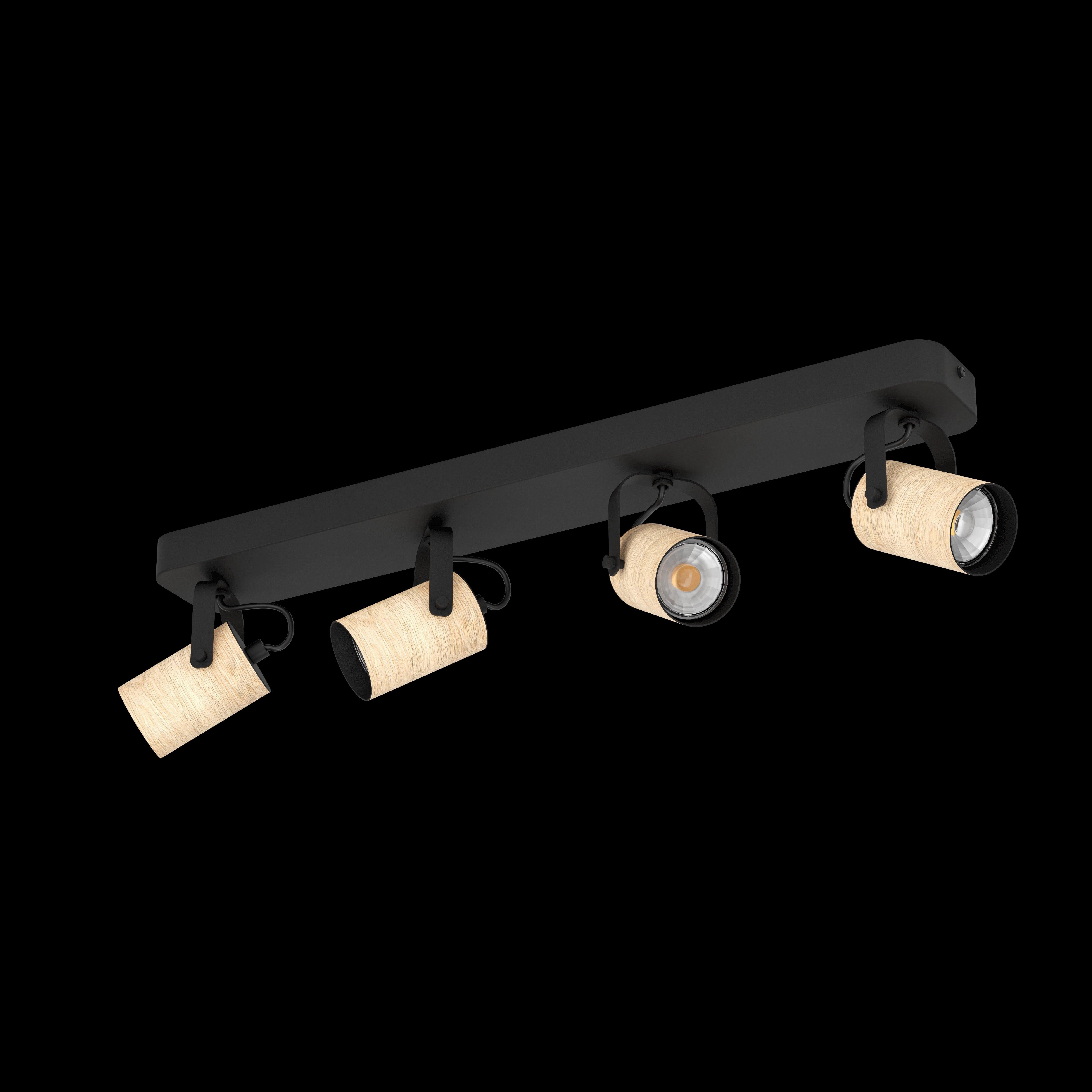 Eglo Cayuca Wood & Black Metal 4 Light Bar Spotlight