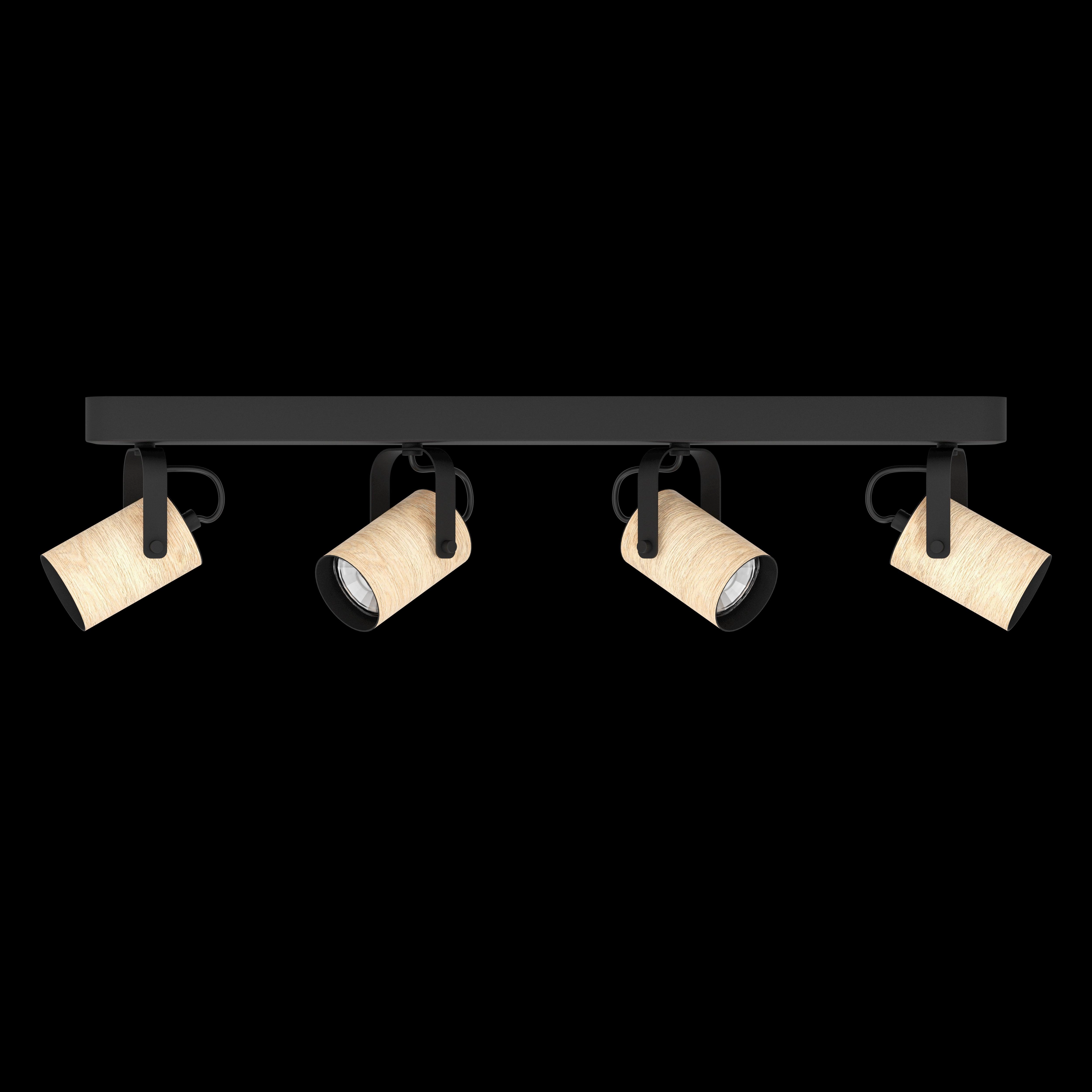 Eglo Cayuca Wood & Black Metal 4 Light Bar Spotlight