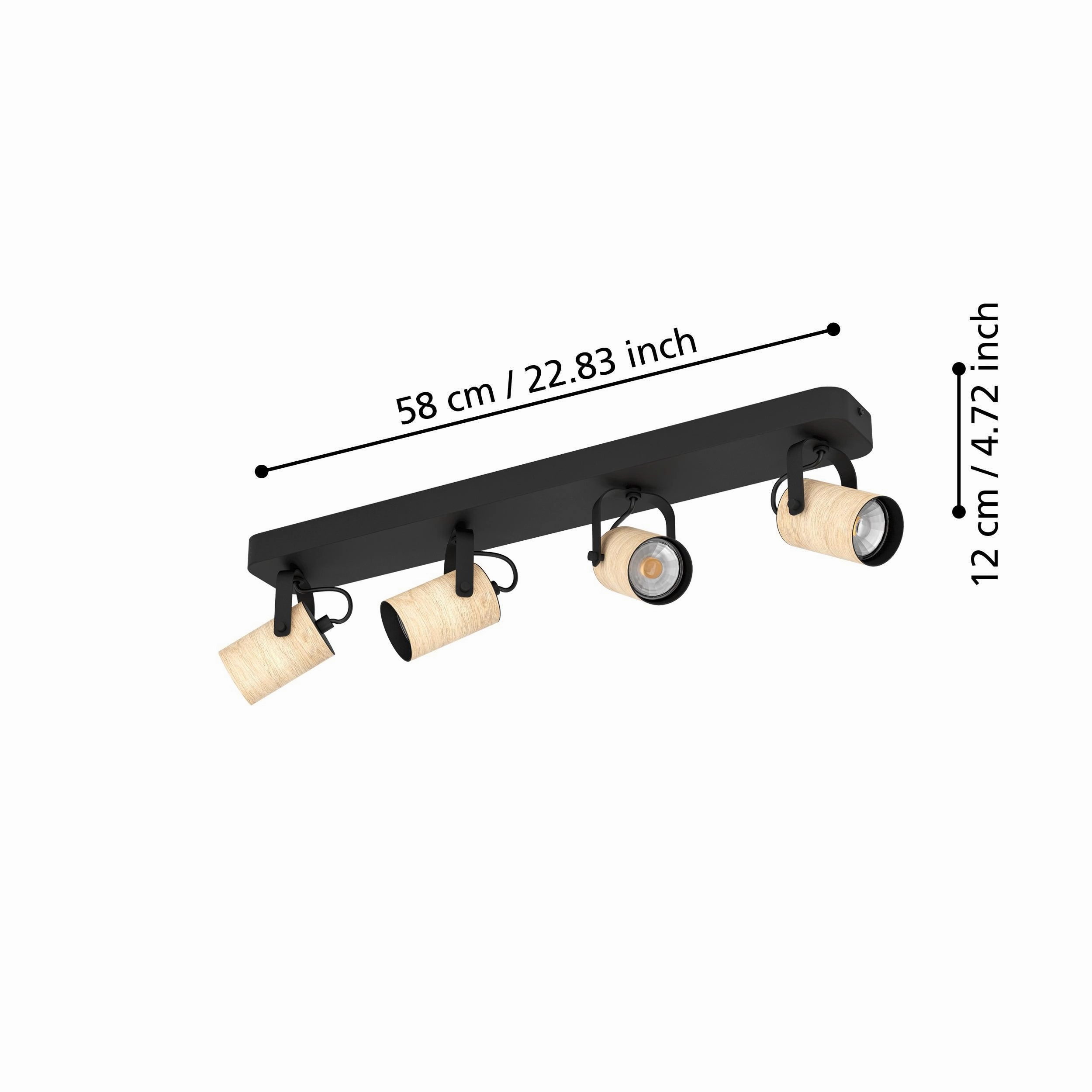 Eglo Cayuca Wood & Black Metal 4 Light Bar Spotlight