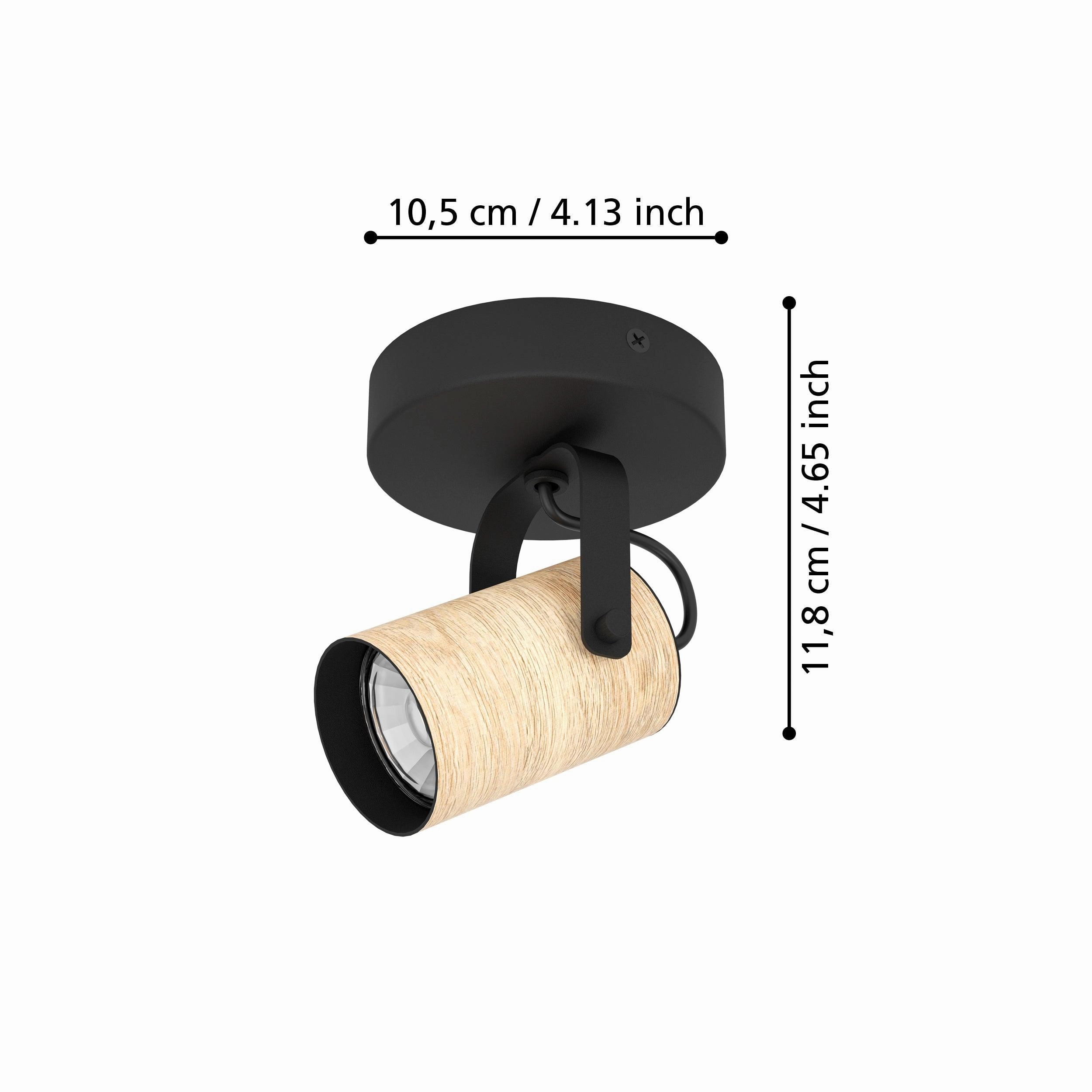 Eglo Cayuca Wood & Black Metal Wall Spotlight