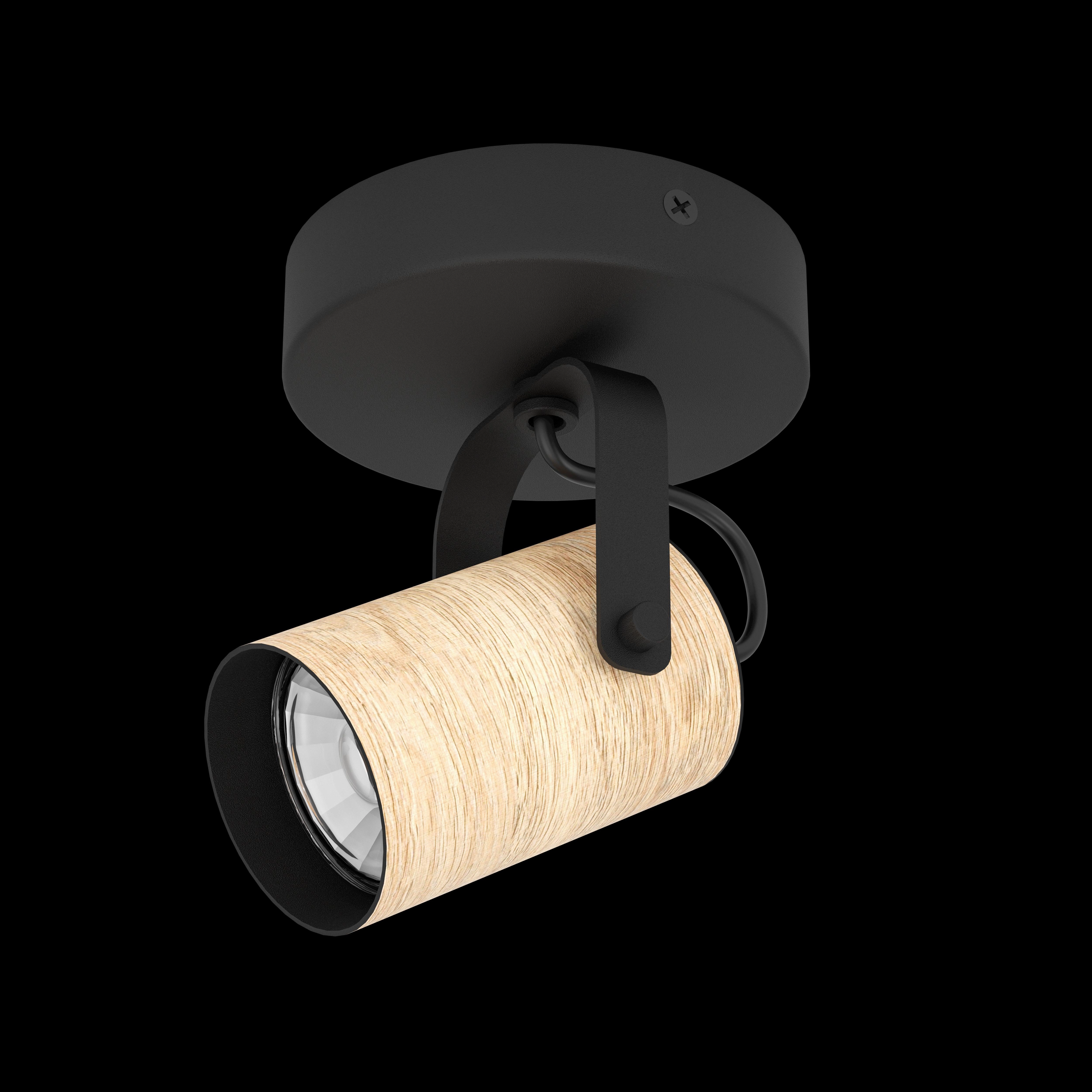 Eglo Cayuca Wood & Black Metal Wall Spotlight