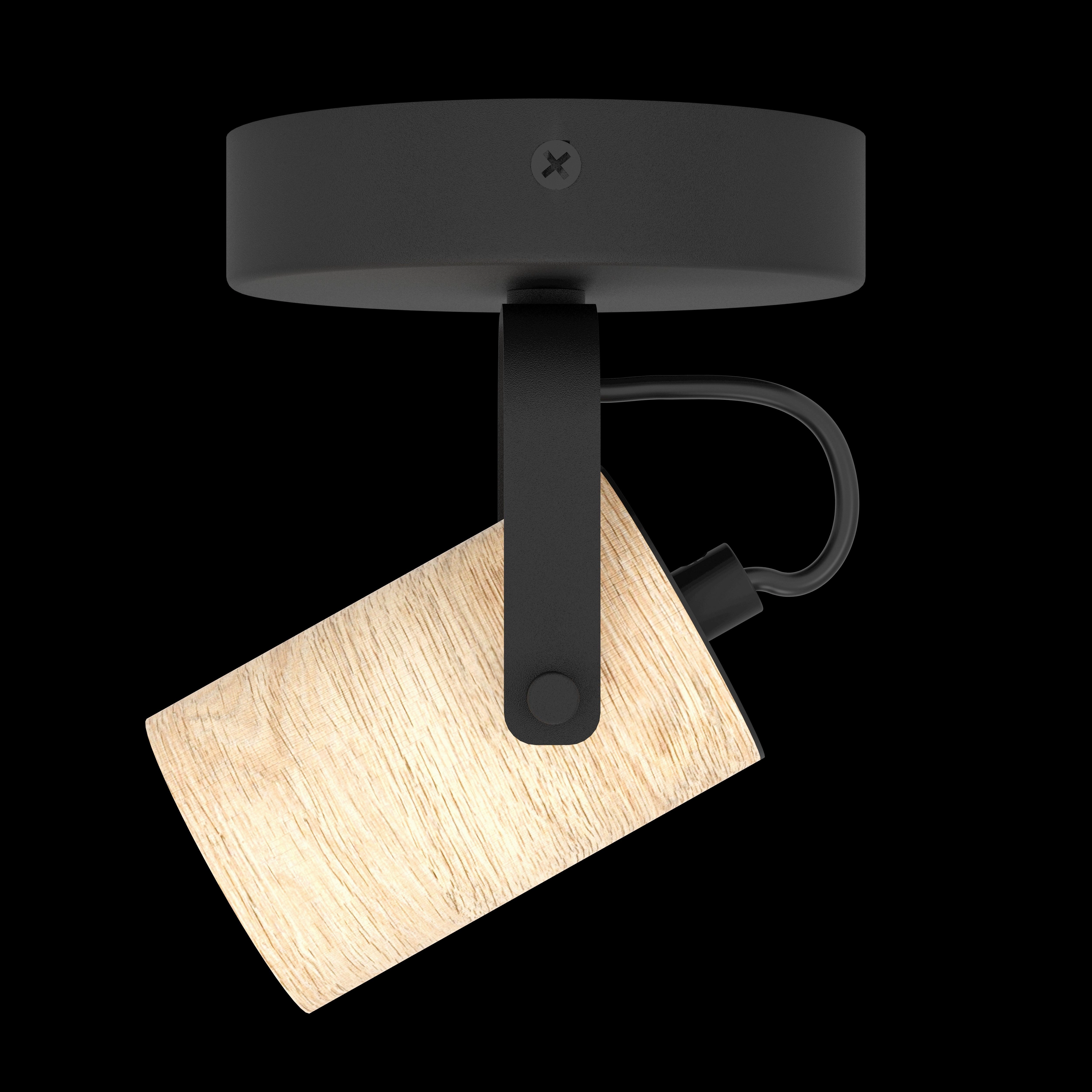Eglo Cayuca Wood & Black Metal Wall Spotlight